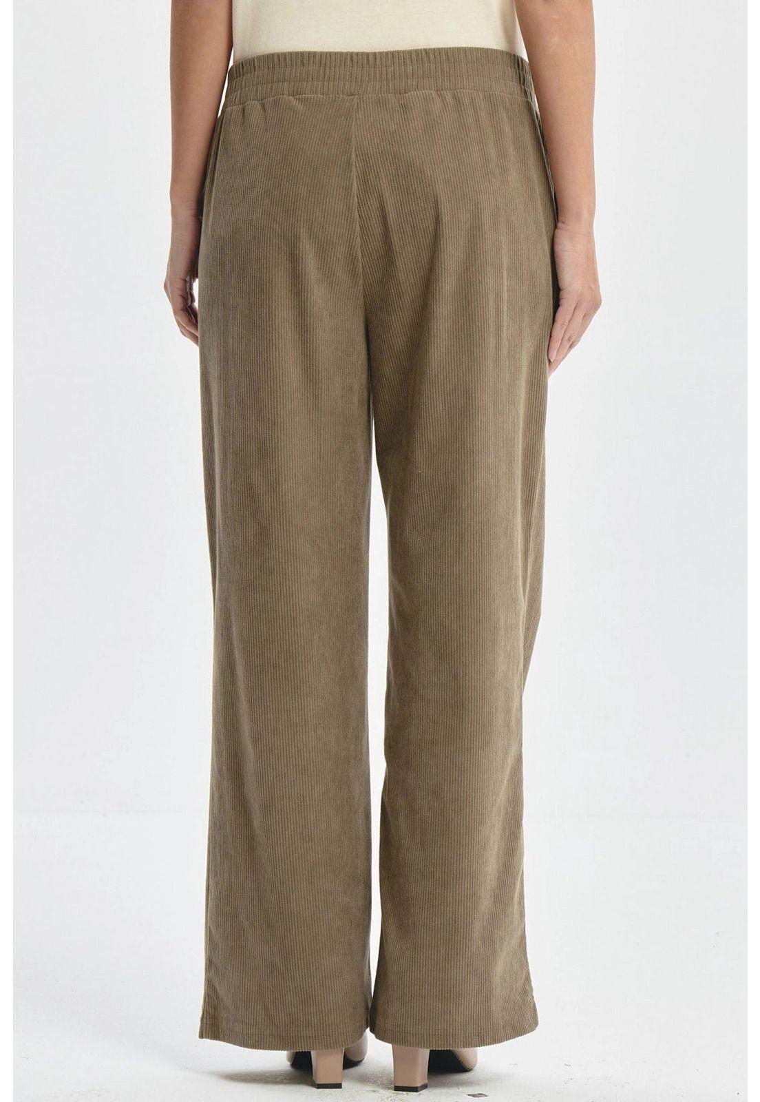 Pantalón Mujer Calce Recto Detalle Pretina Verde-2