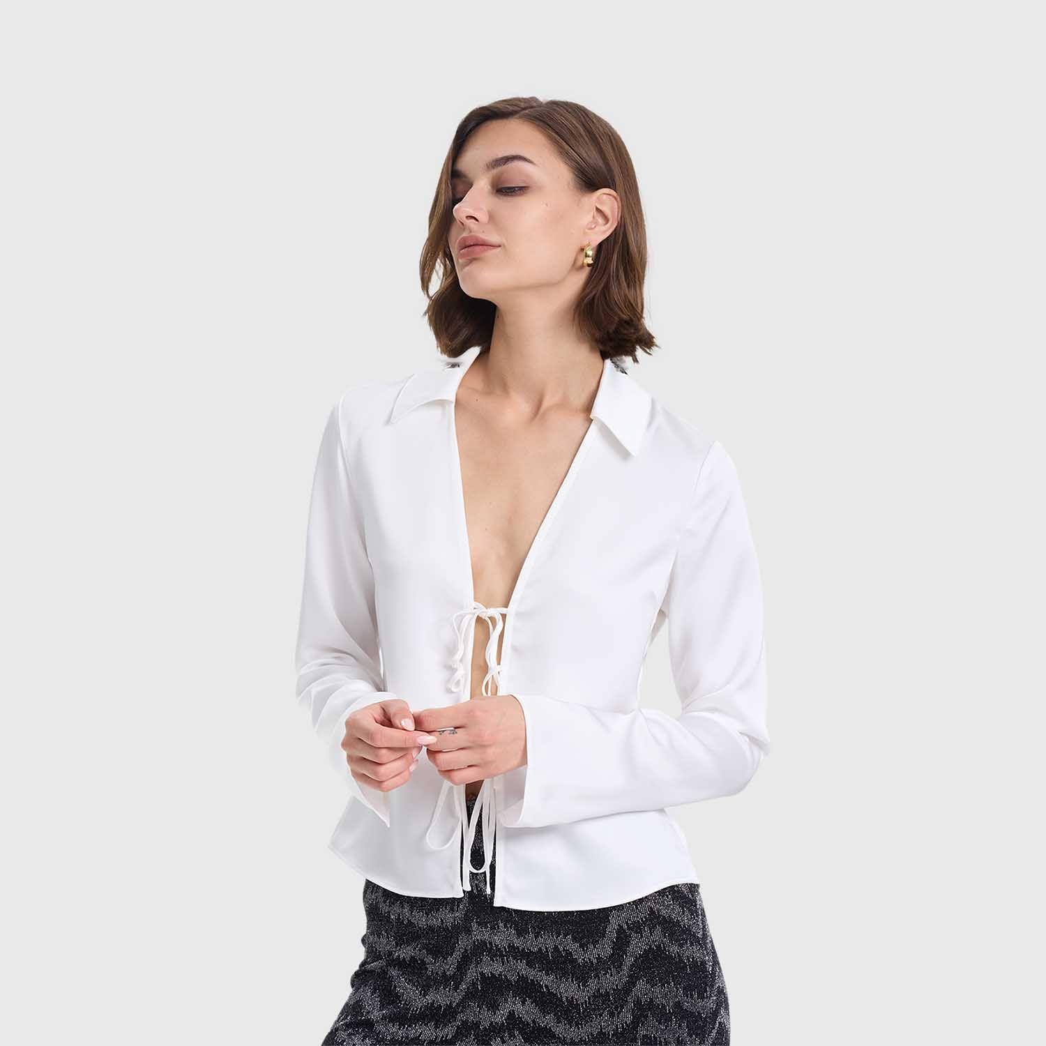 Blusa Mujer Con Amarras Crudo Fashions Park-1