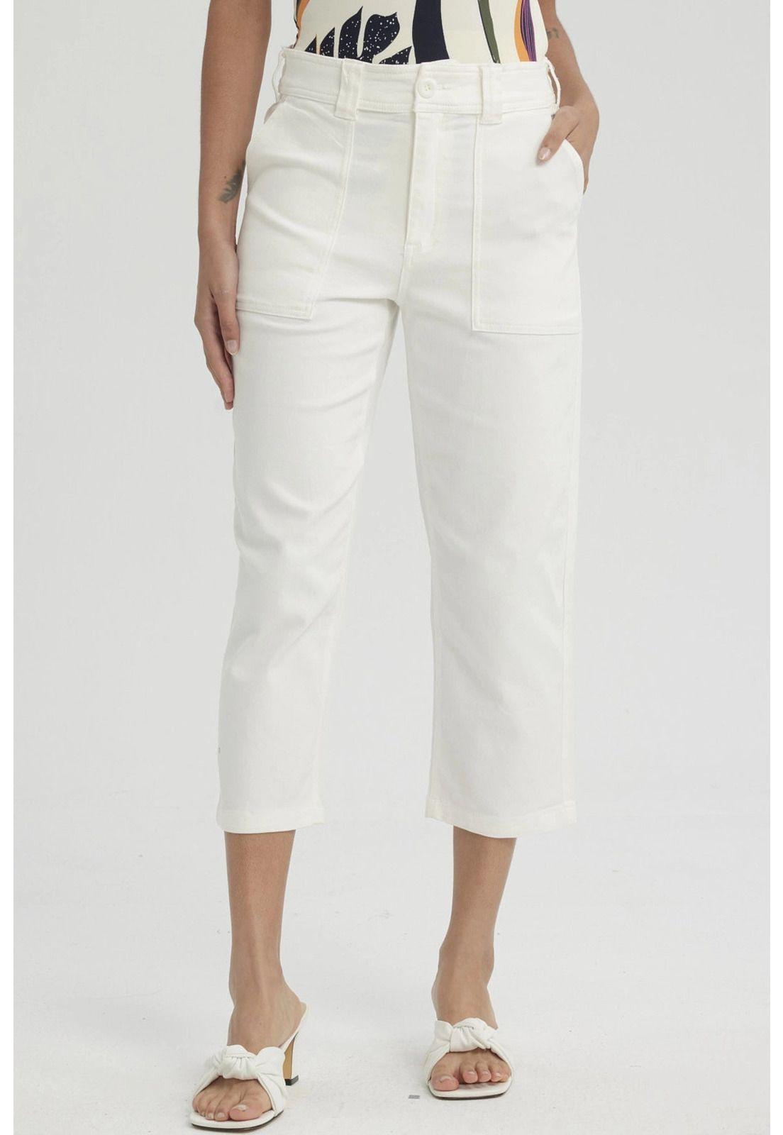Pantalón Mujer Gabardina Bolsillo Cargo Crudo-0