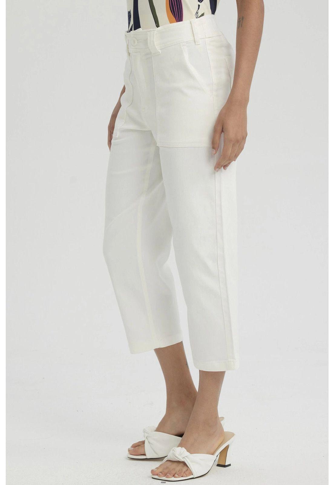Pantalón Mujer Gabardina Bolsillo Cargo Crudo-3