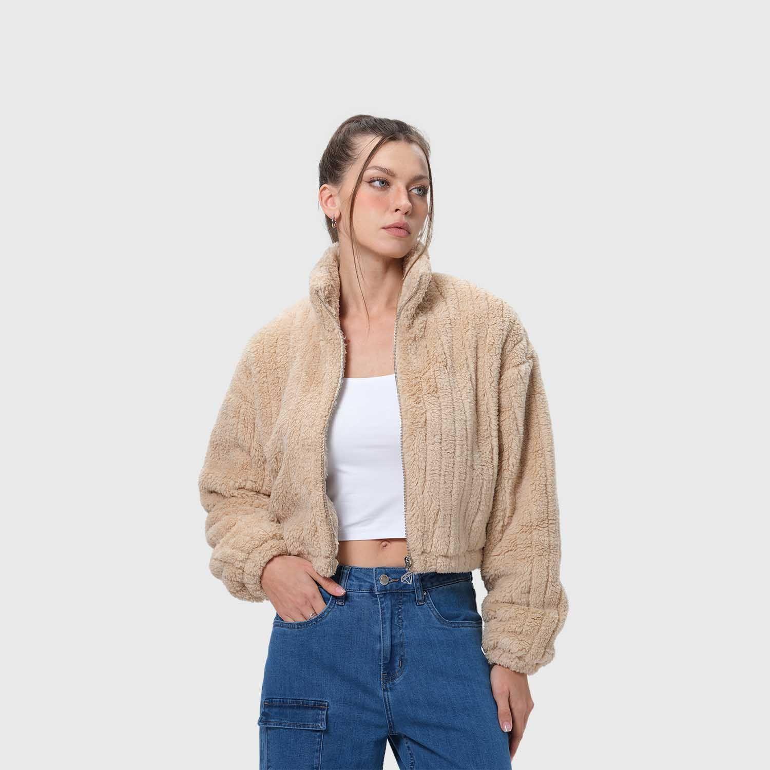 Chaqueta Mujer Tipo Polar Beige Fashion's Park-1