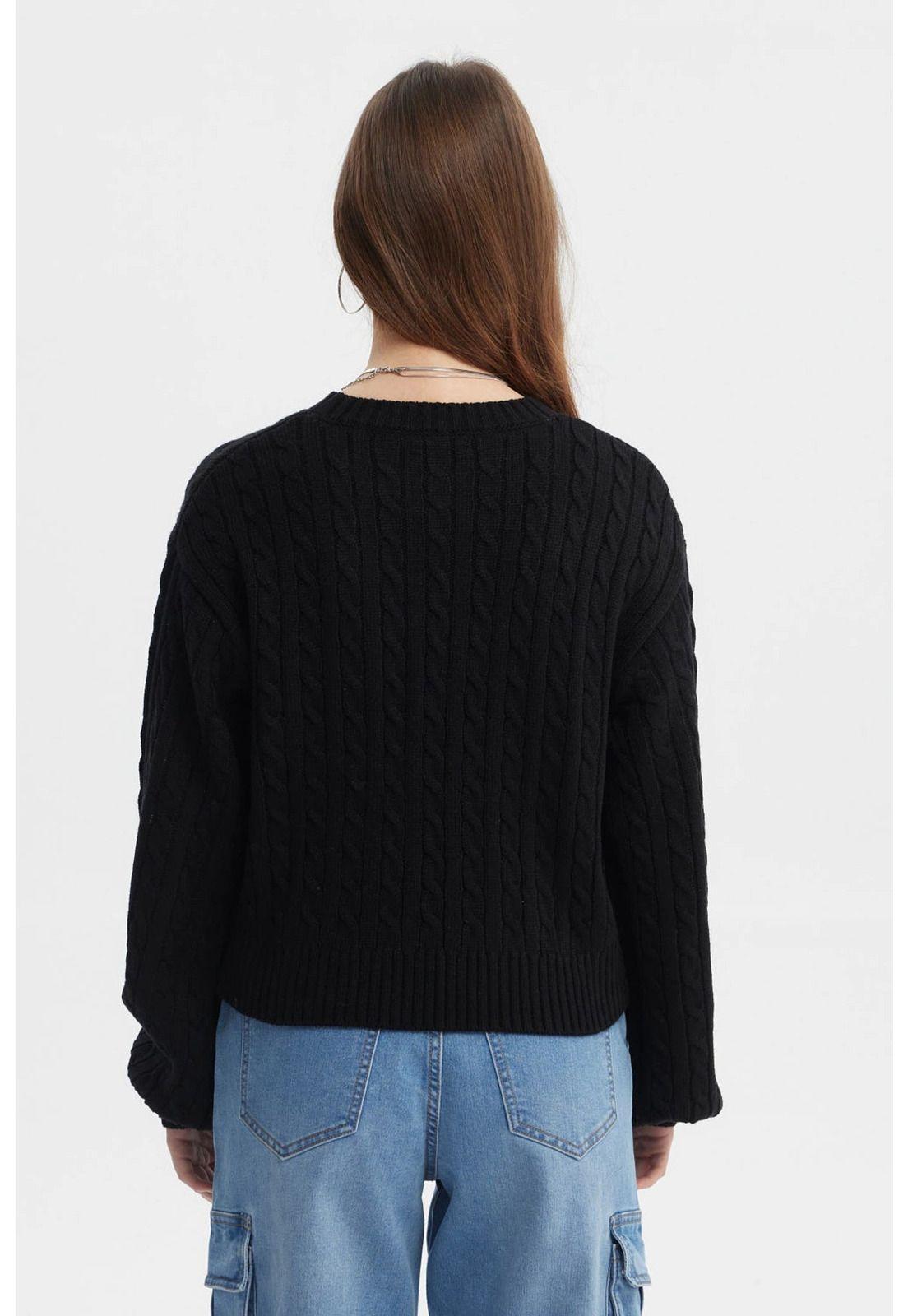 Sweater Mujer Tejido Juvenil Negro-2