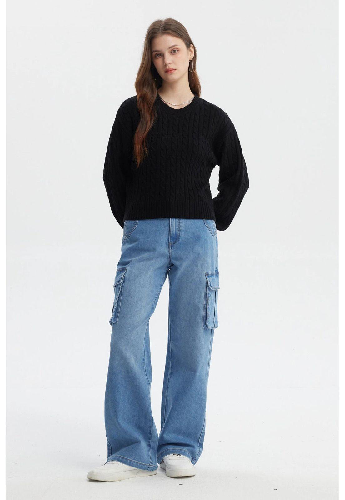 Sweater Mujer Tejido Juvenil Negro-3