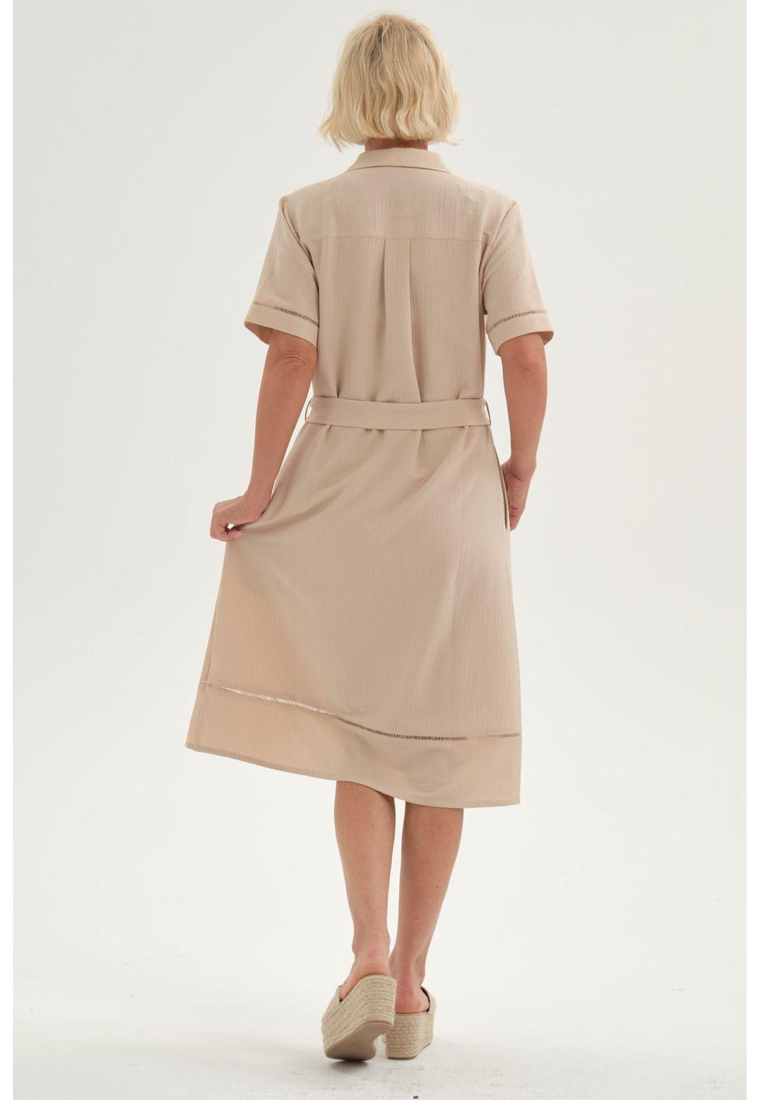 Vestido Mujer Cintura Ajustable Beige-3