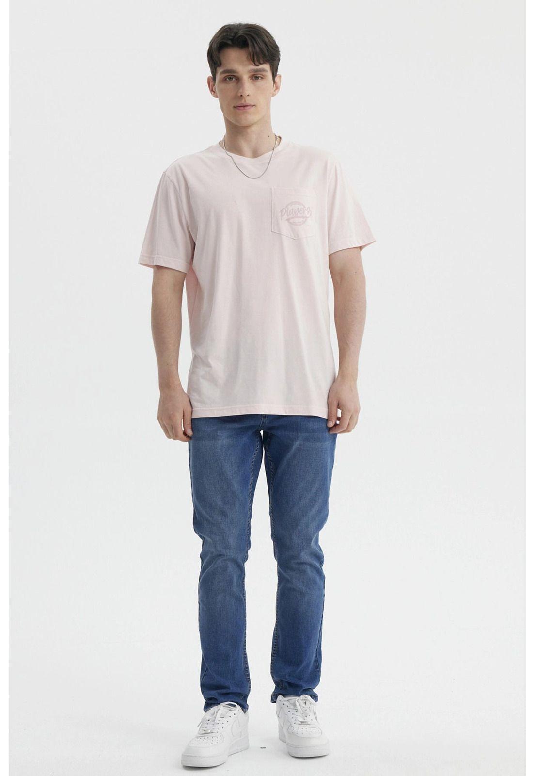 Polera Hombre Con Bolsillo Print Rosado-3
