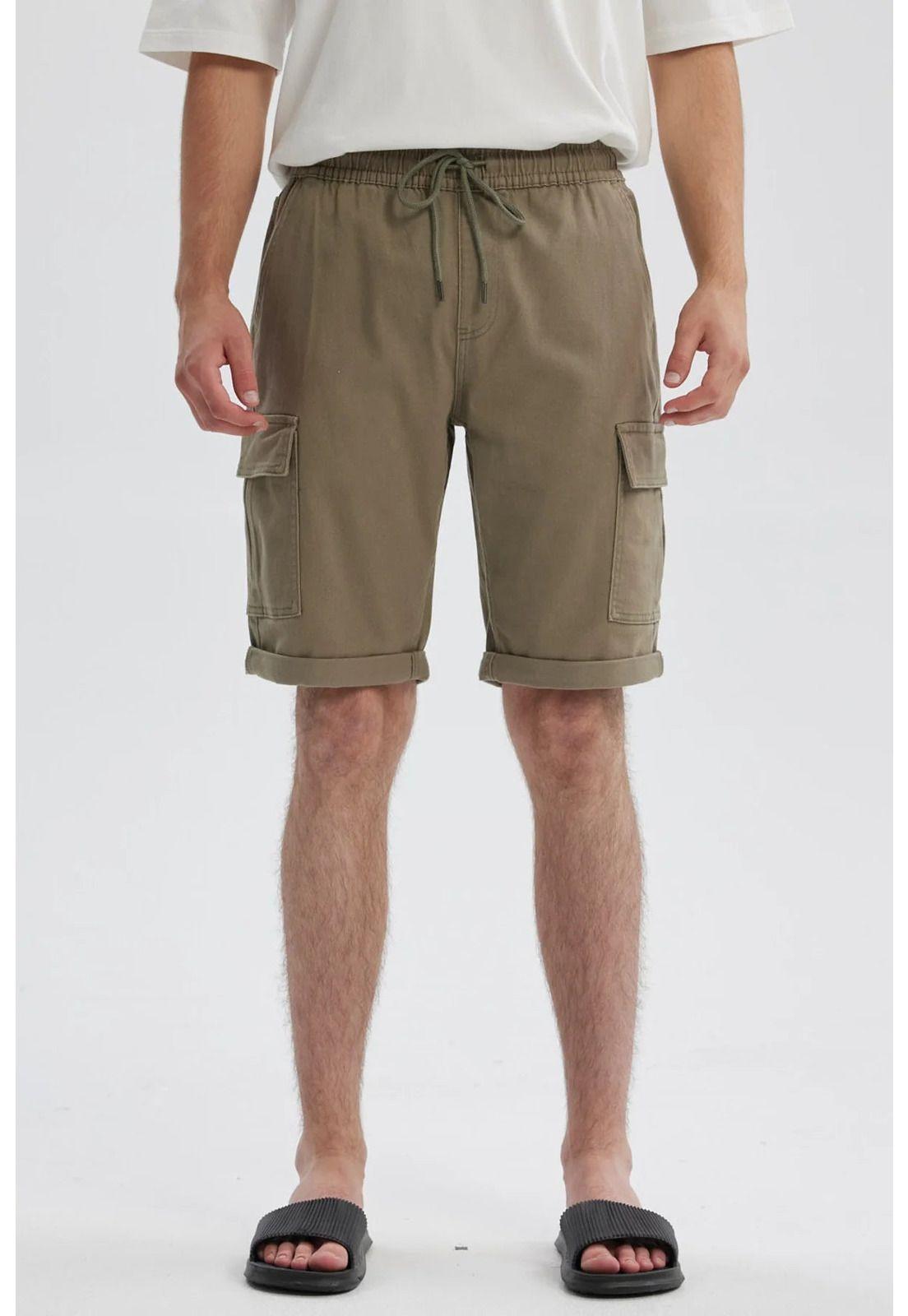 Bermuda Hombre Jogger Cargo Color Verde-0