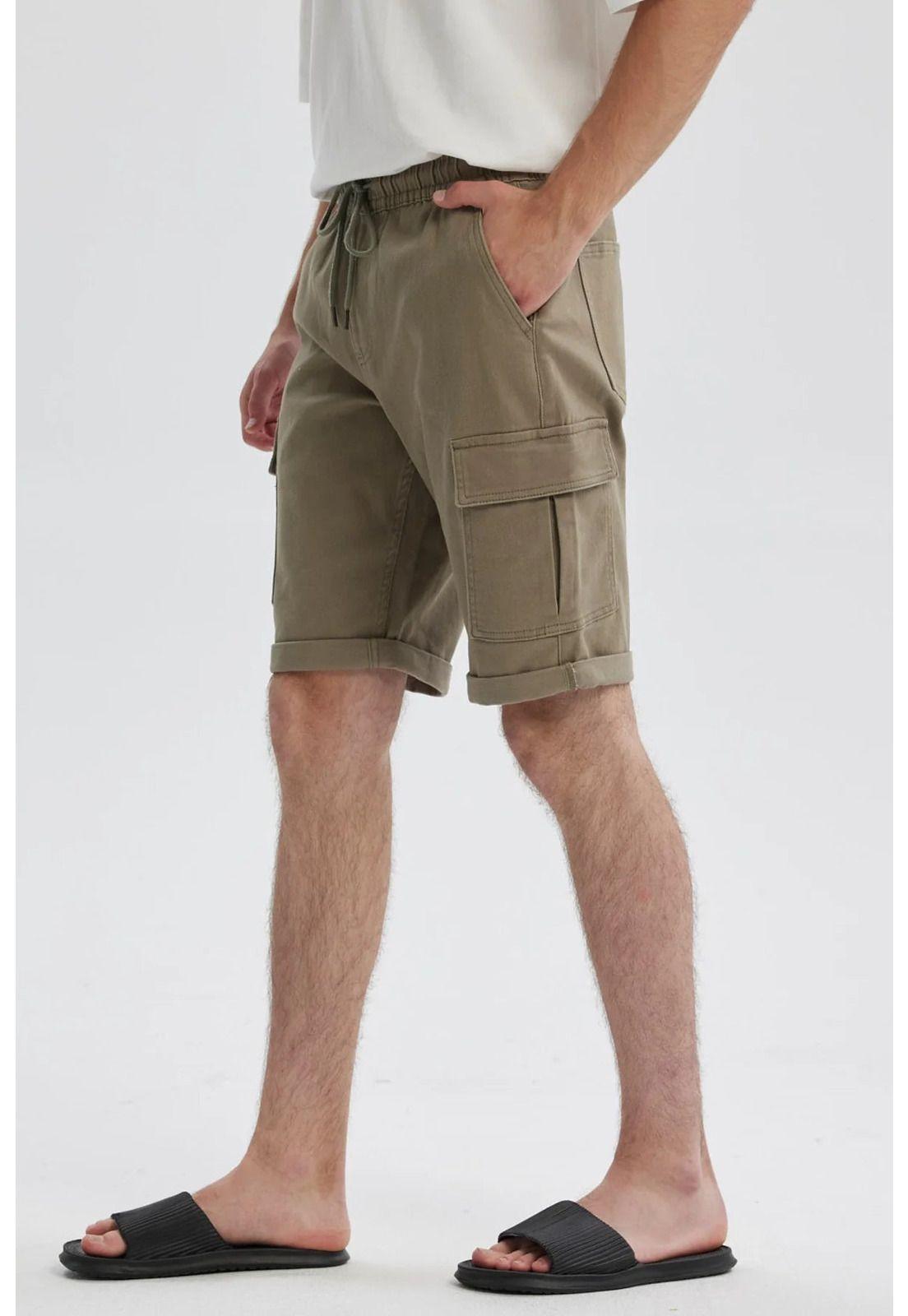 Bermuda Hombre Jogger Cargo Color Verde-1