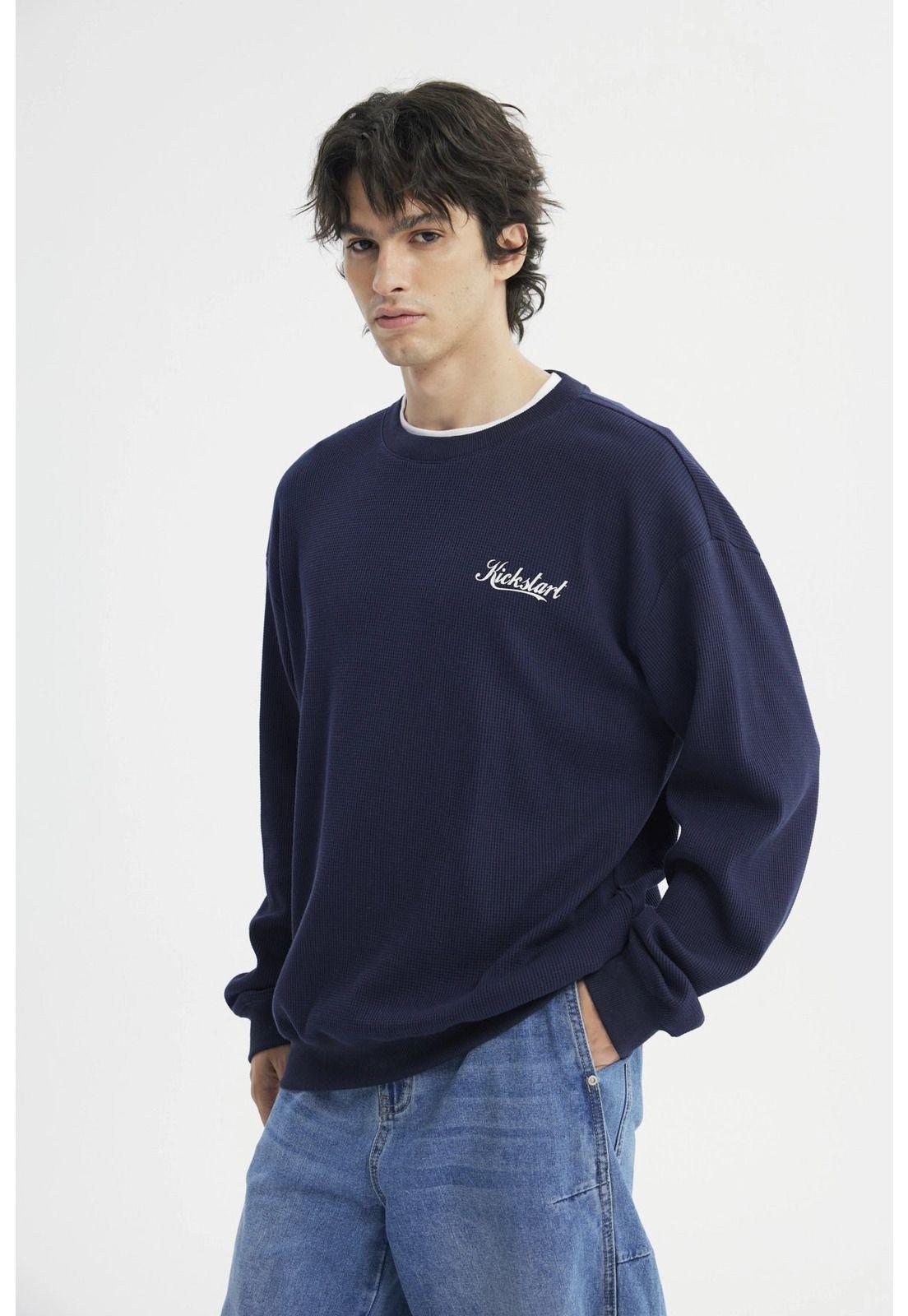 Polerón Hombre Oversize Azul Marino - ll-1