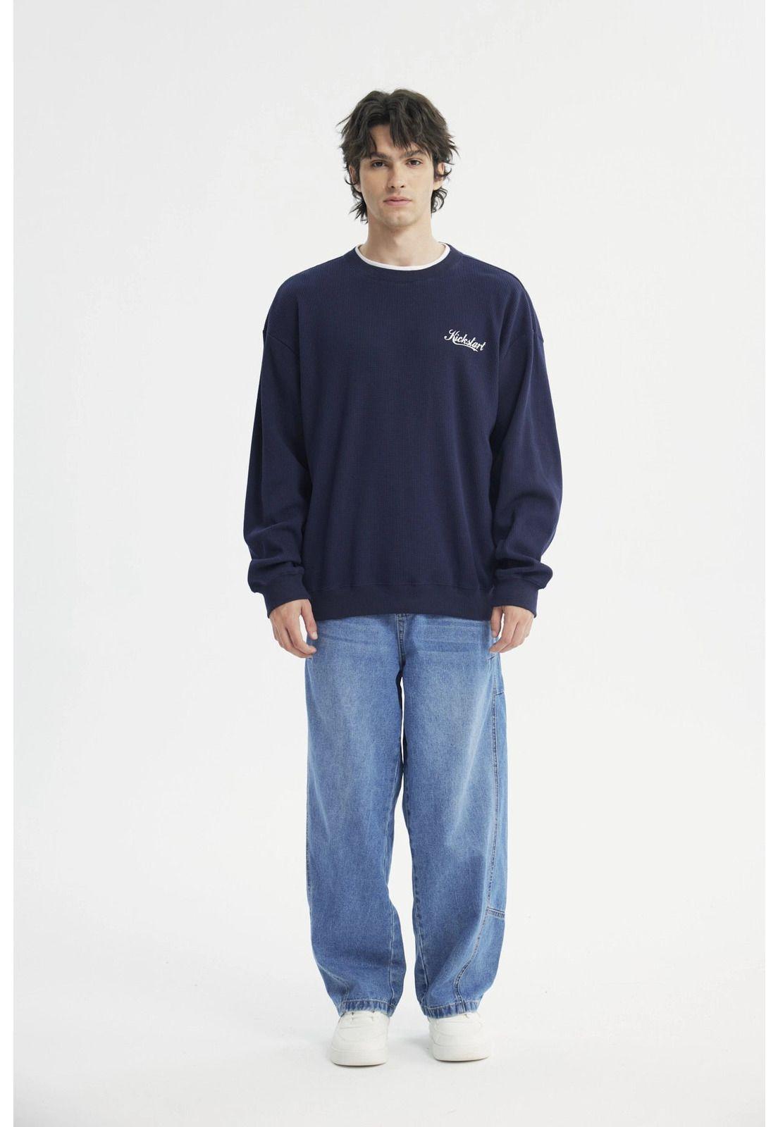 Polerón Hombre Oversize Azul Marino - ll-3
