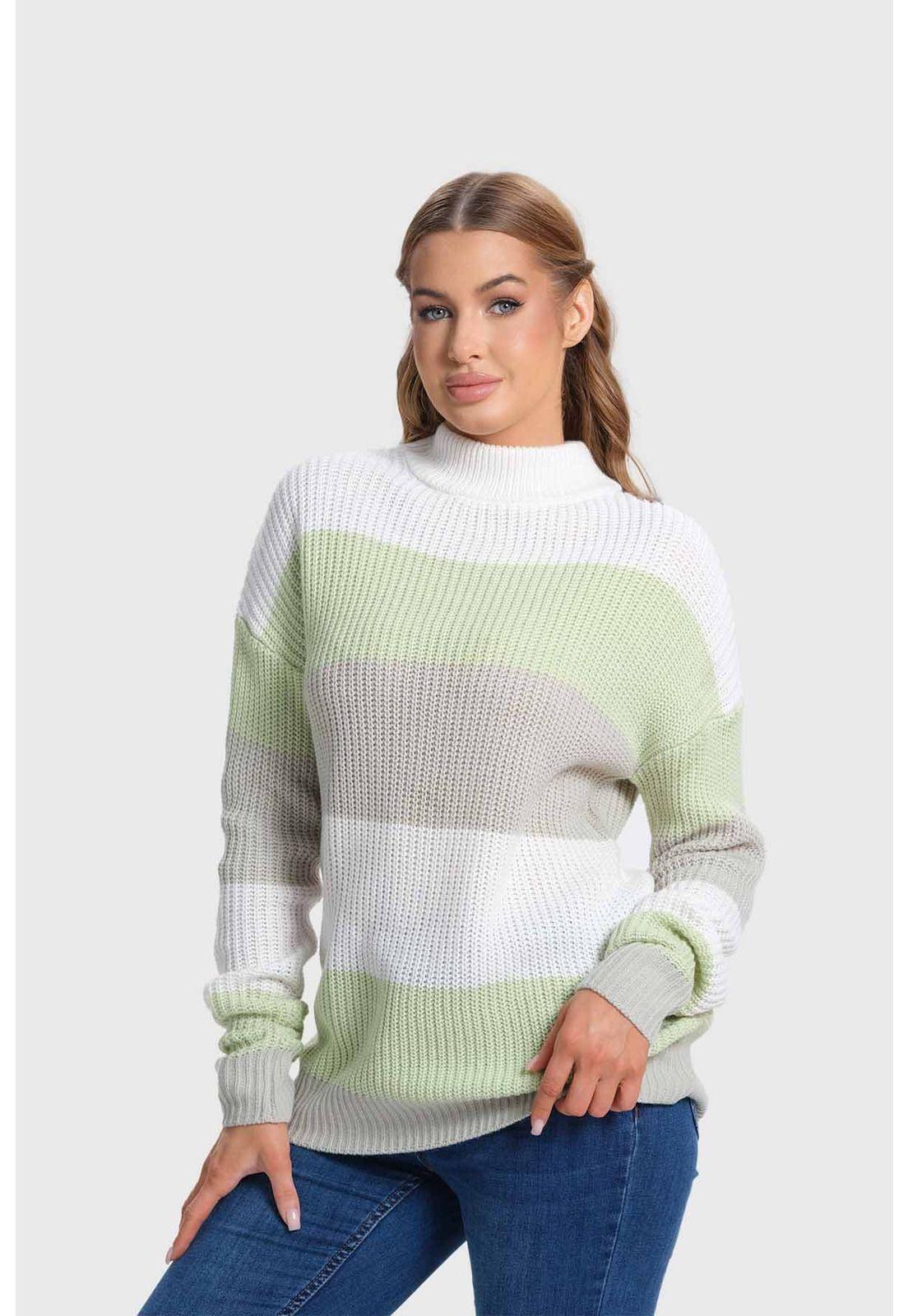 Sweater Mujer Bloques Verde-1