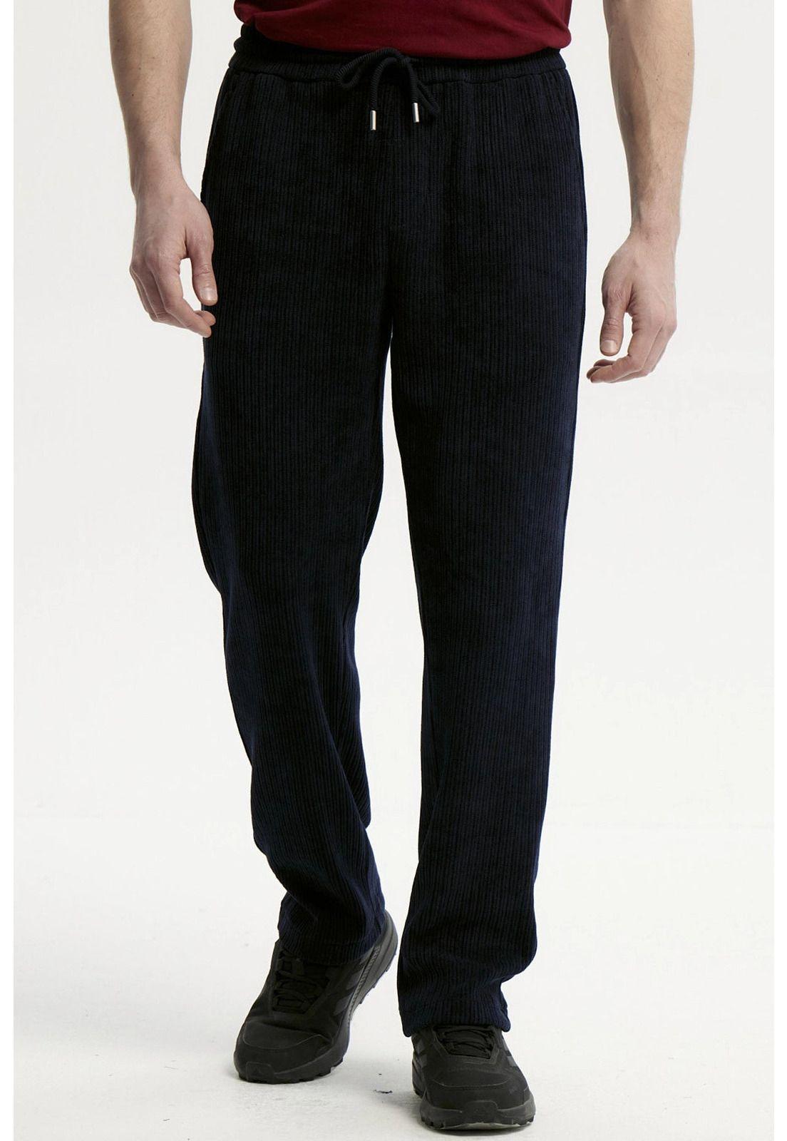 Pantalón Buzo Hombre Calce Recto Azul Marino - ll-0