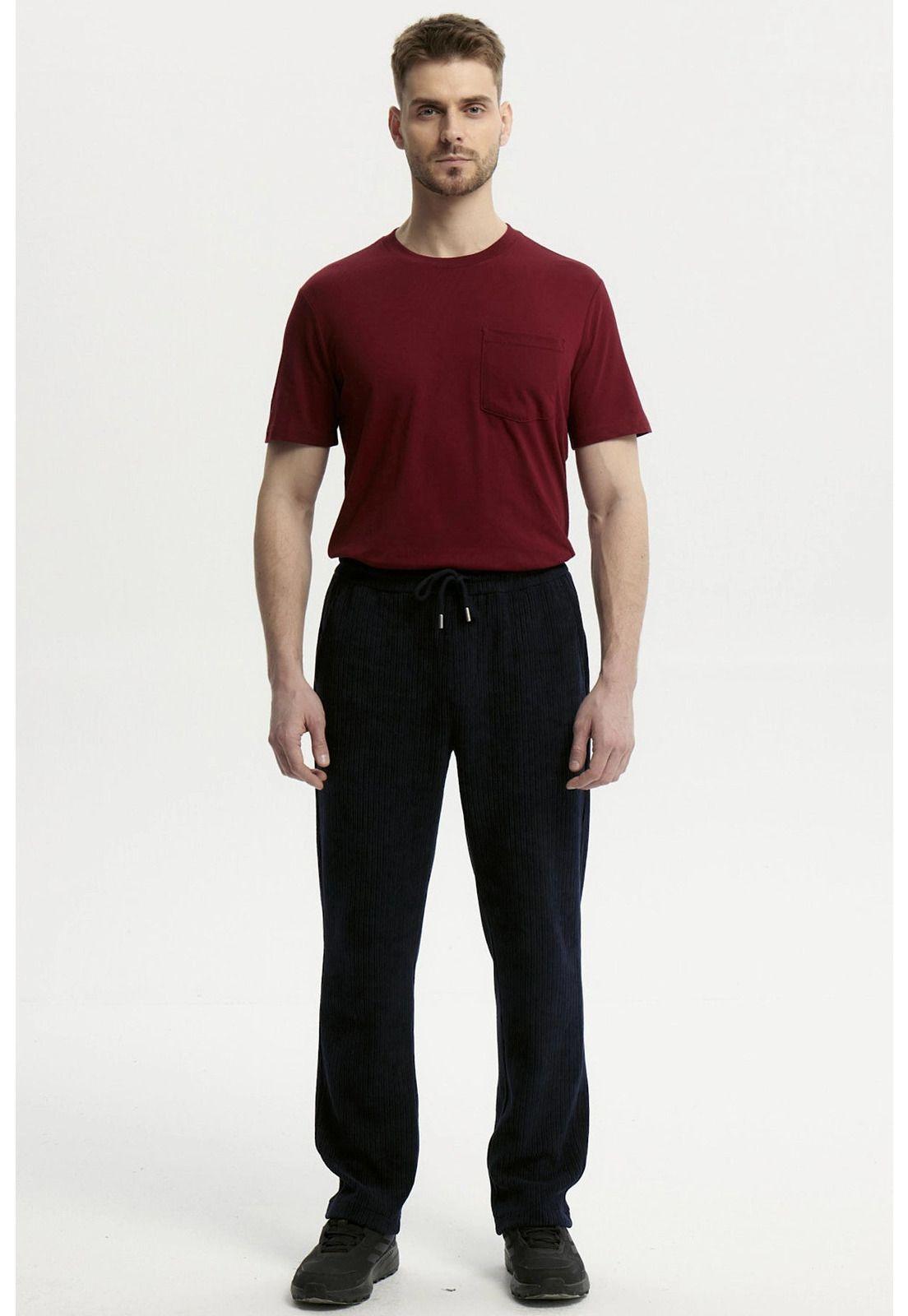 Pantalón Buzo Hombre Calce Recto Azul Marino - ll-3