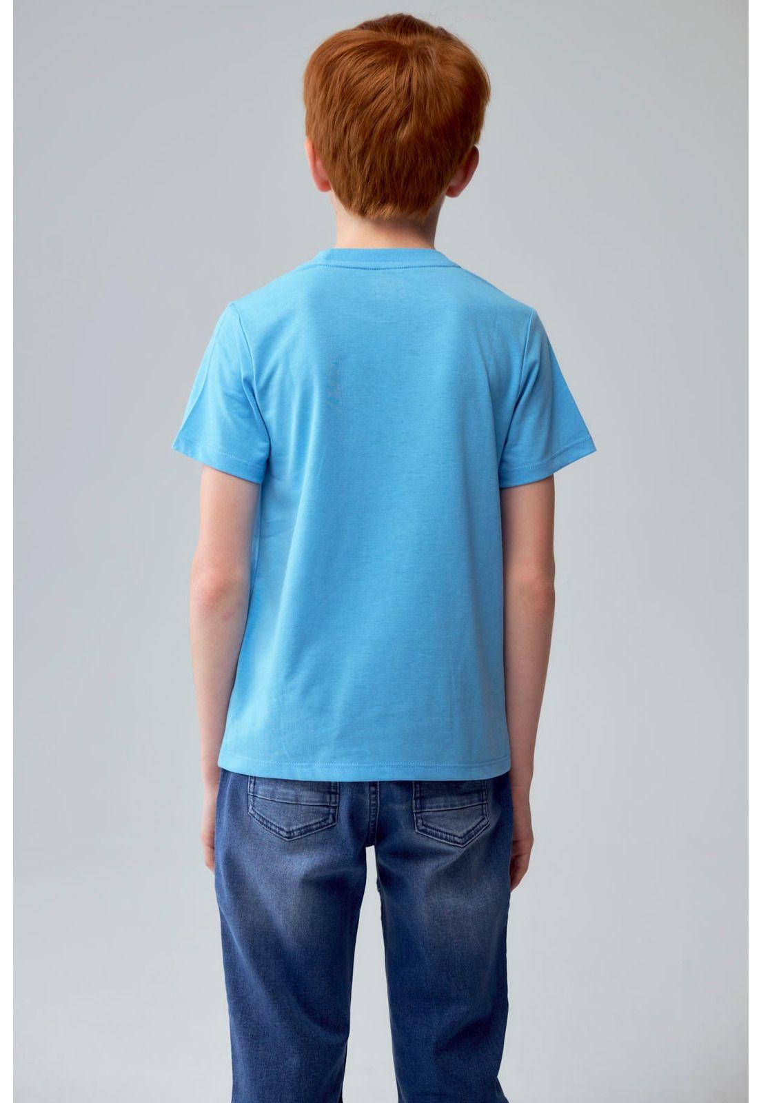 Polera Niño Básica Estampada Celeste-1