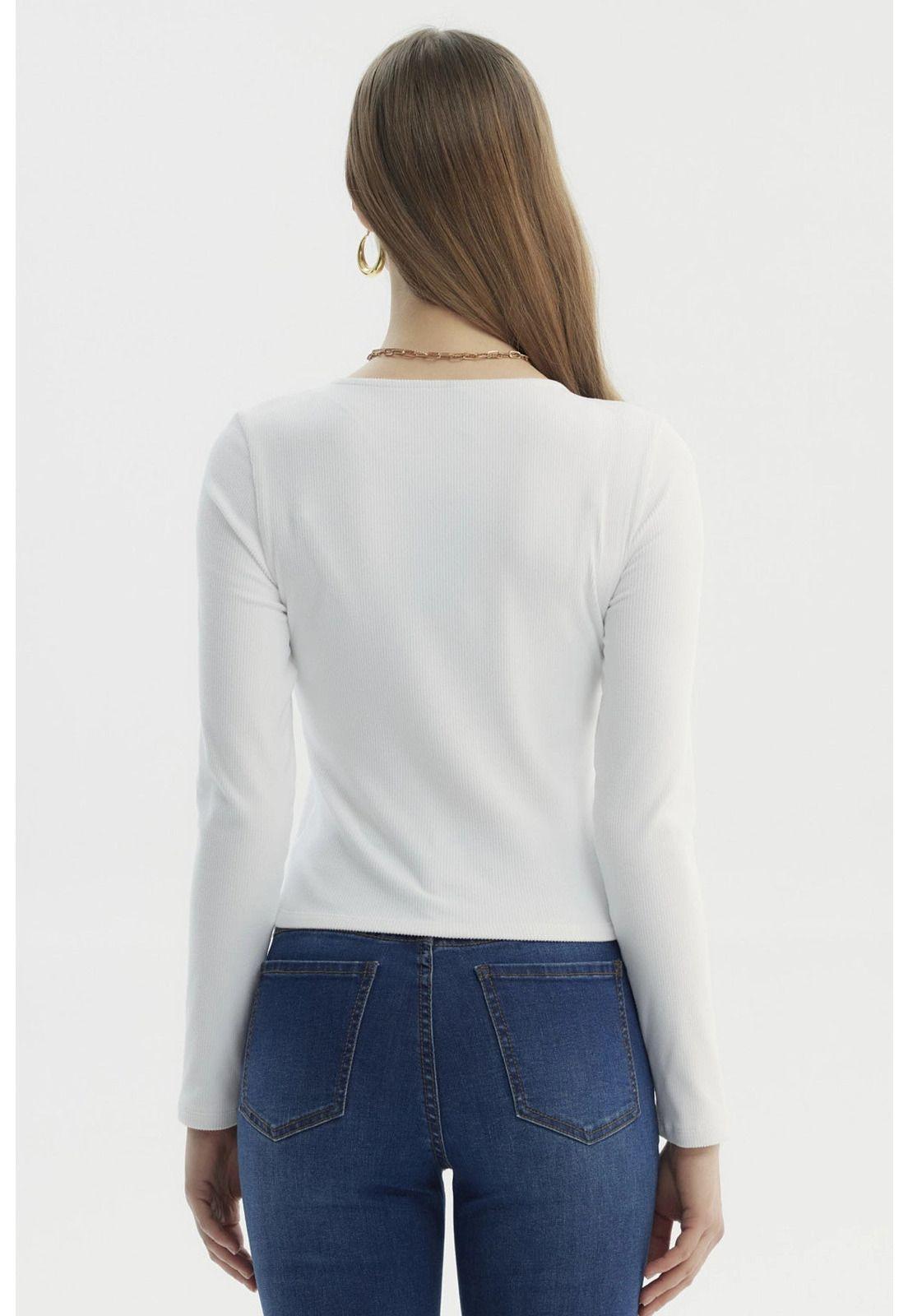 Polera Mujer Cortes Roule Blanco-2