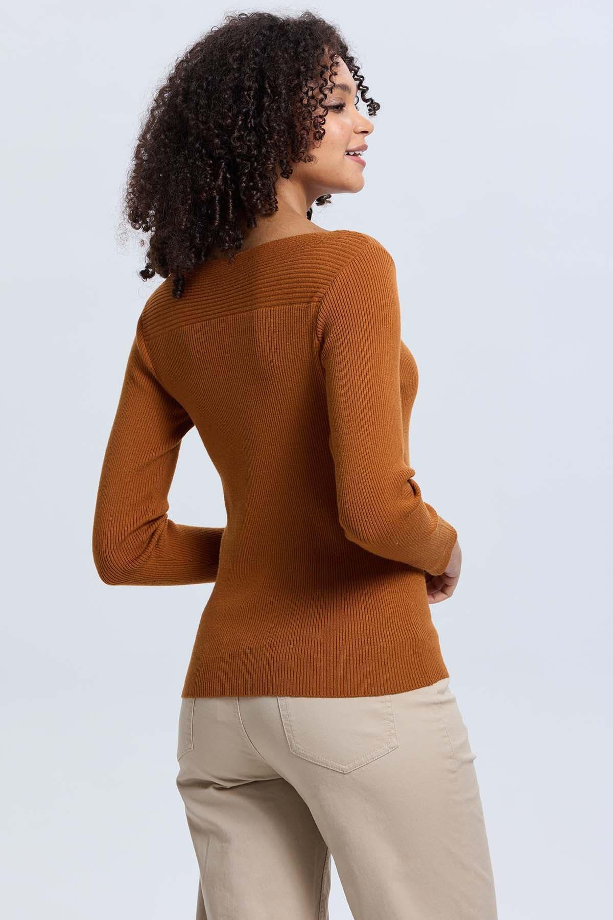 Sweater Mujer Liso Camel-2