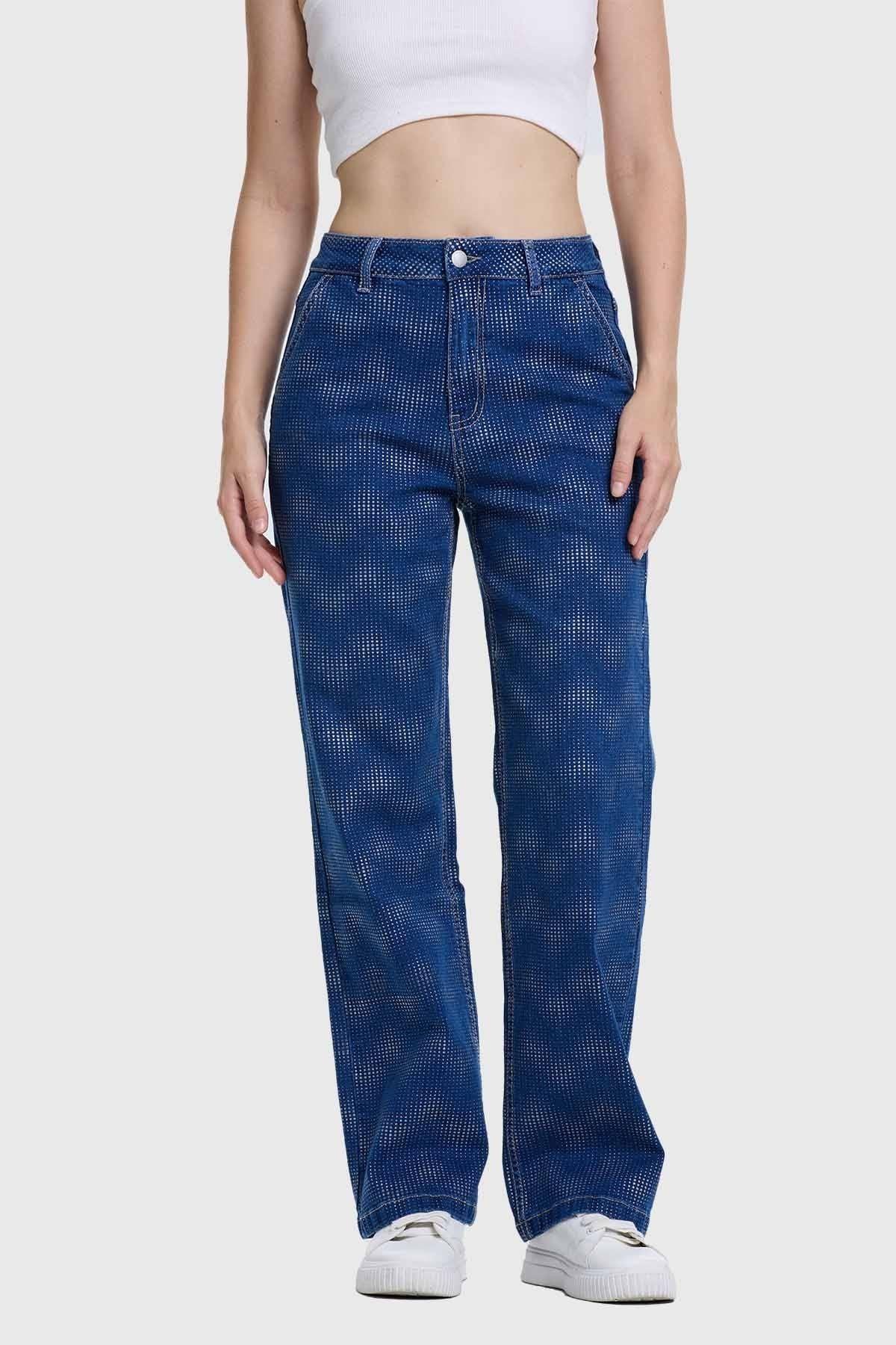 Jeans Mujer Recto Azul-0