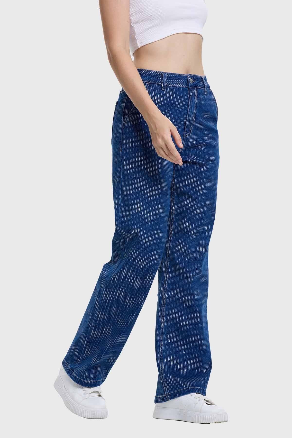 Jeans Mujer Recto Azul-1