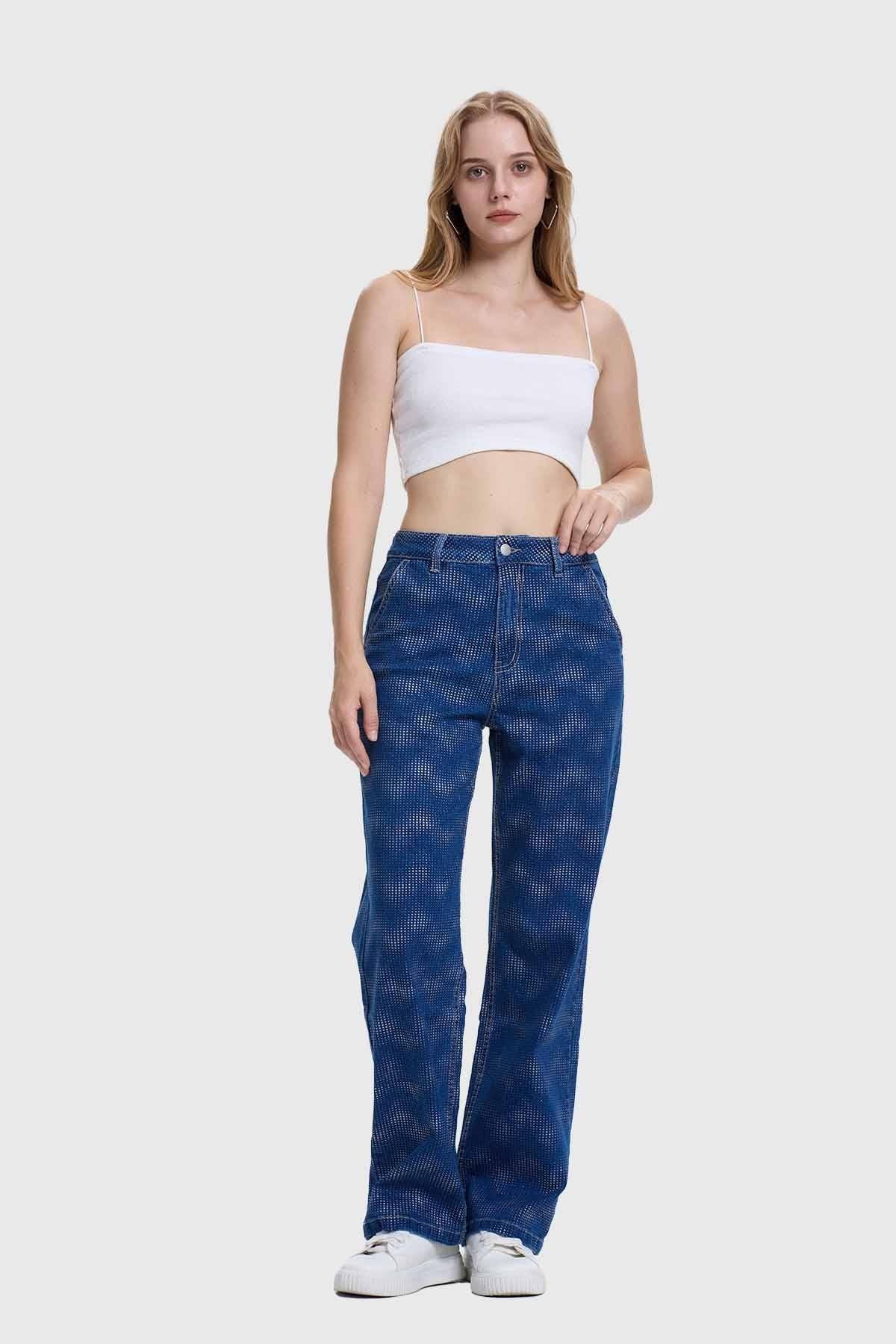 Jeans Mujer Recto Azul-3