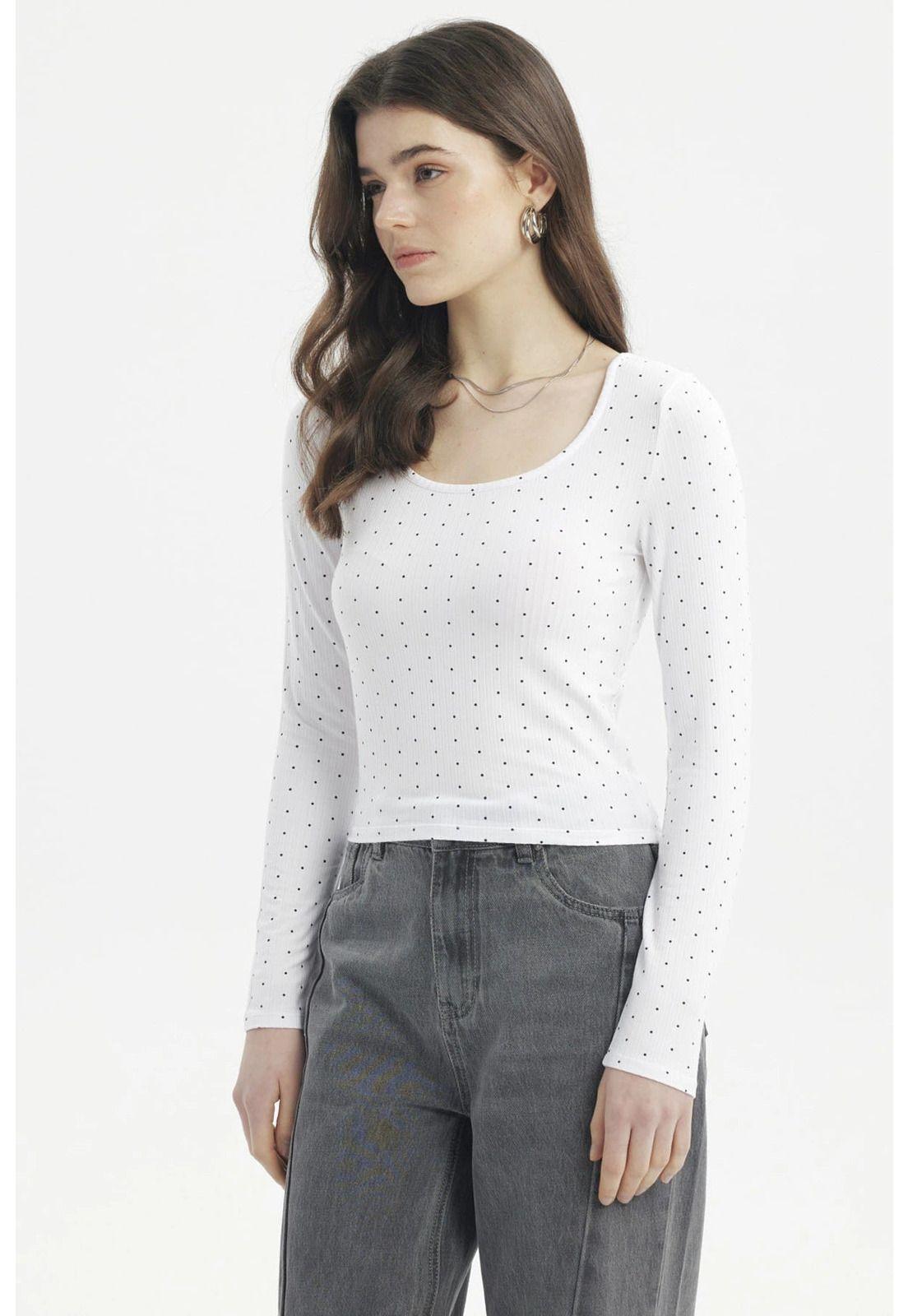 Polera Mujer Cuello Redondo Blanco-1