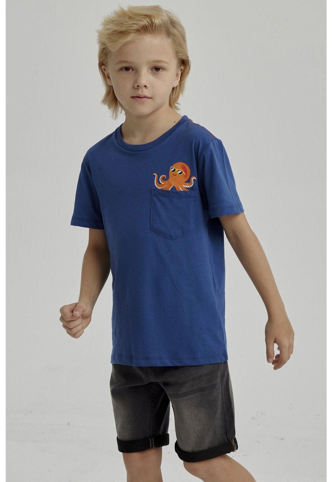 Polera Niño Bolsillo Print Azul-0