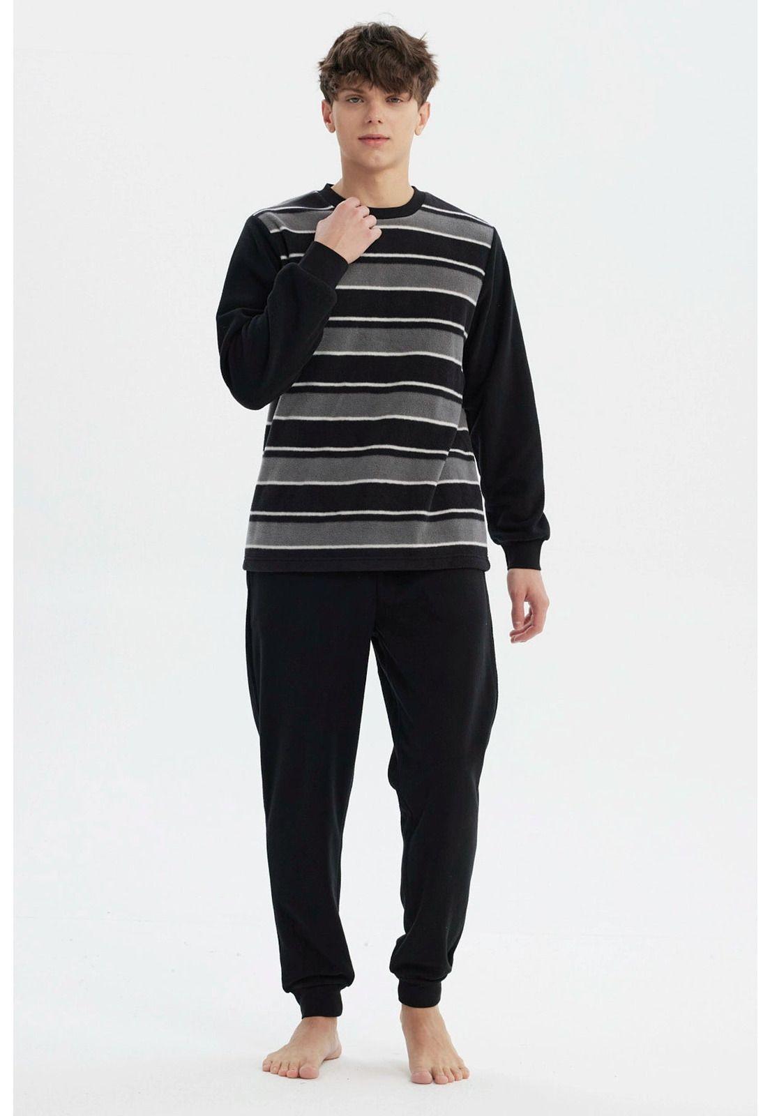Pijama Hombre Pijama Polera Y Pantalón Negro - ll-0