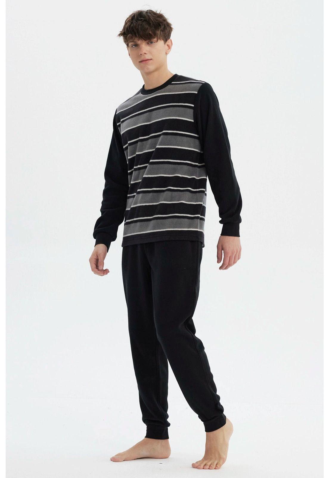 Pijama Hombre Pijama Polera Y Pantalón Negro - ll-1