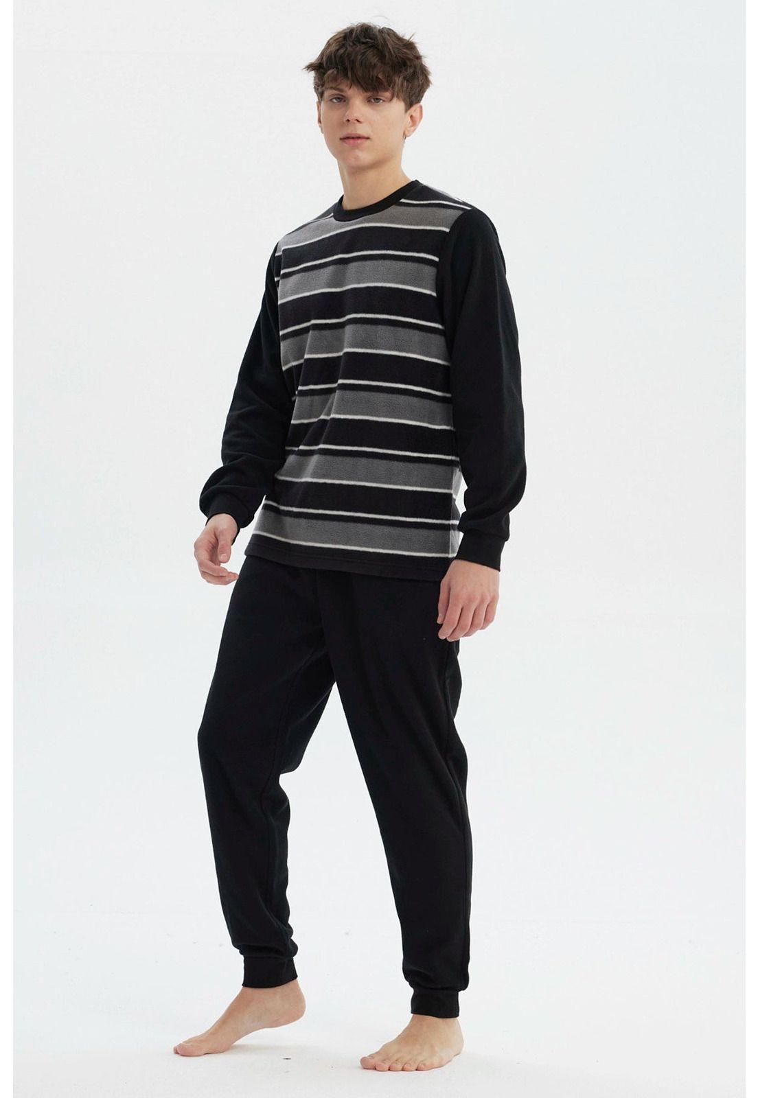 Pijama Hombre Pijama Polera Y Pantalón Negro - ll-3