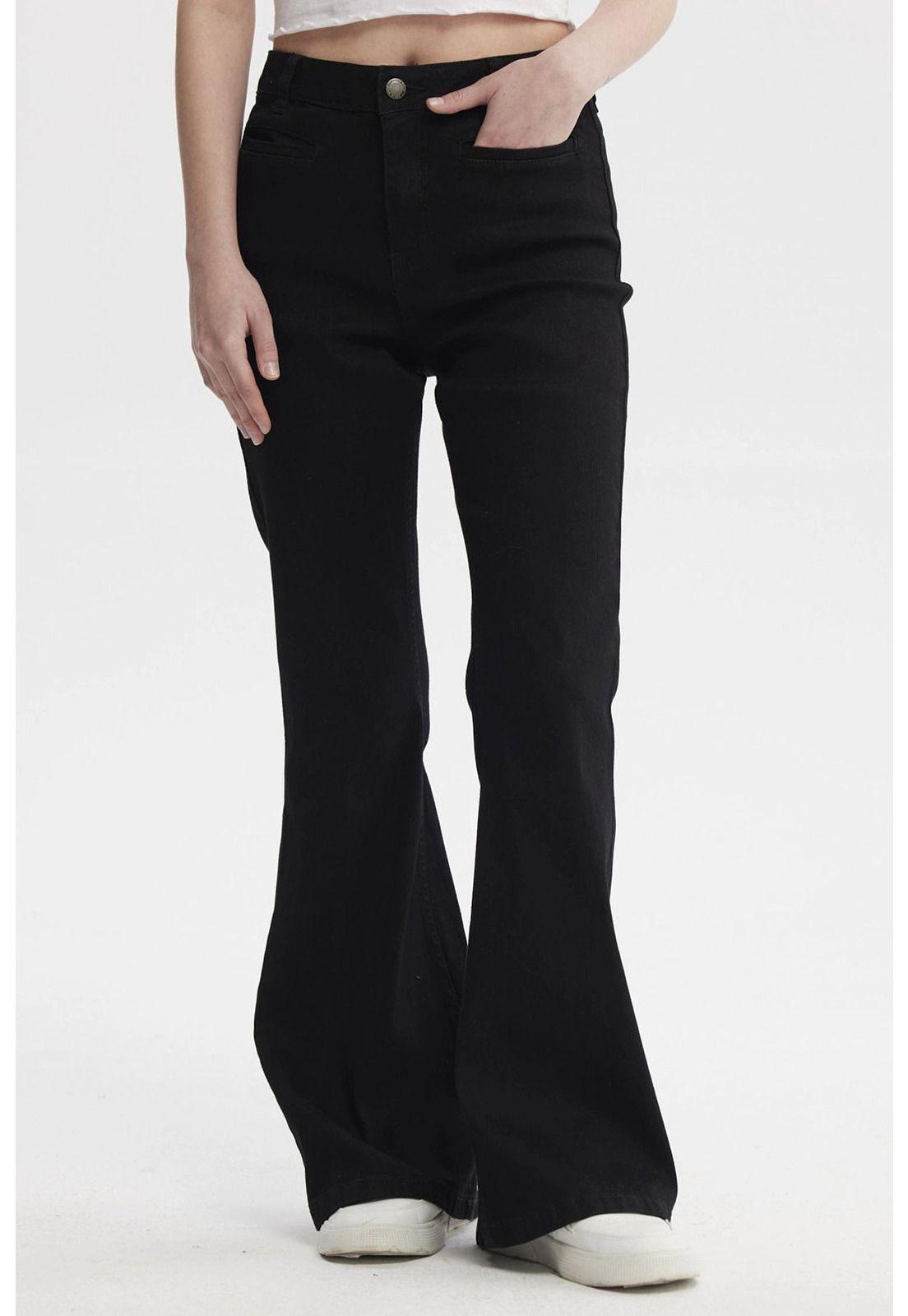 Jeans Mujer Moda Flare Negro - V-0