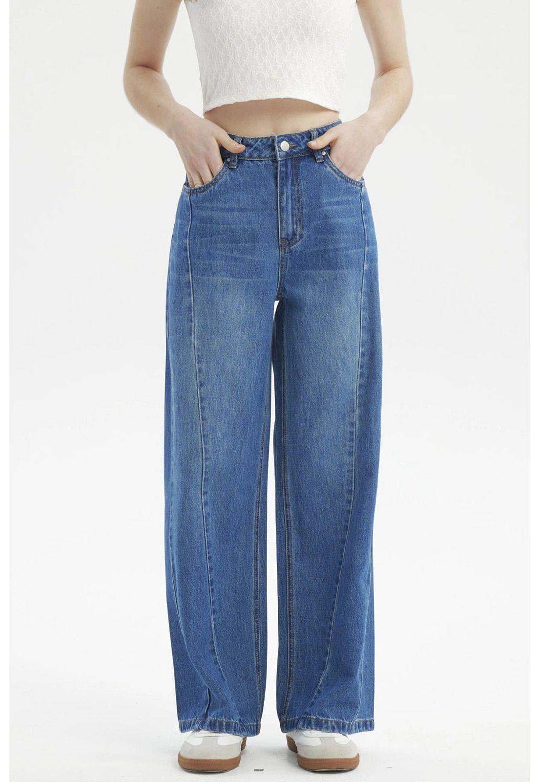 Jeans Mujer Baggy Moda Azul-0