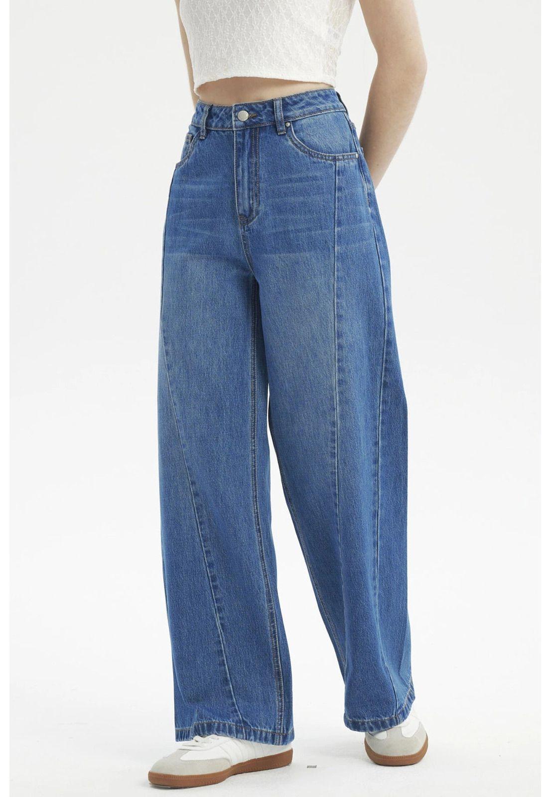 Jeans Mujer Baggy Moda Azul-1
