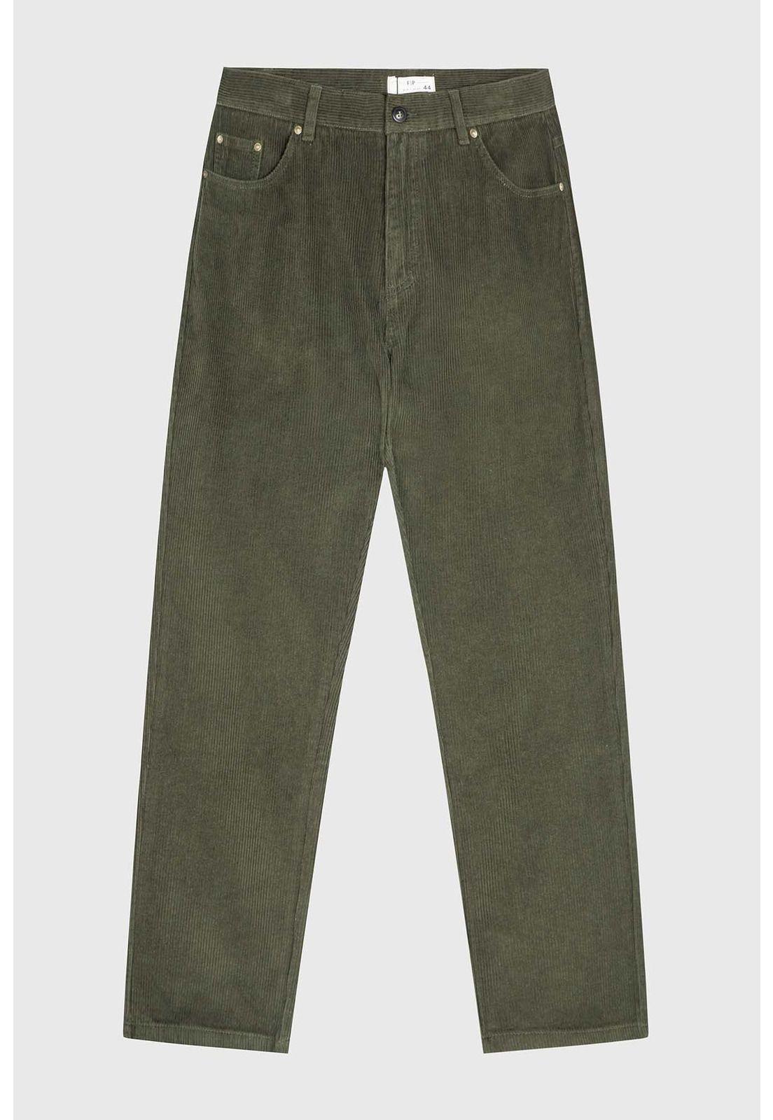 Pantalón Hombre Básico Cotelé Verde-0