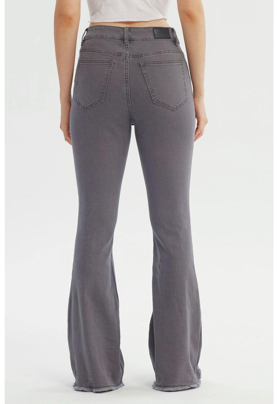 Jeans Mujer Flare Gris-2