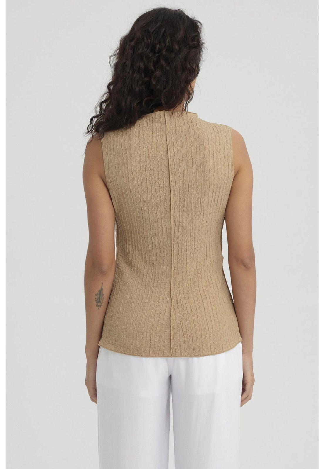 Polera Mujer Texturizada Beige Claro-2