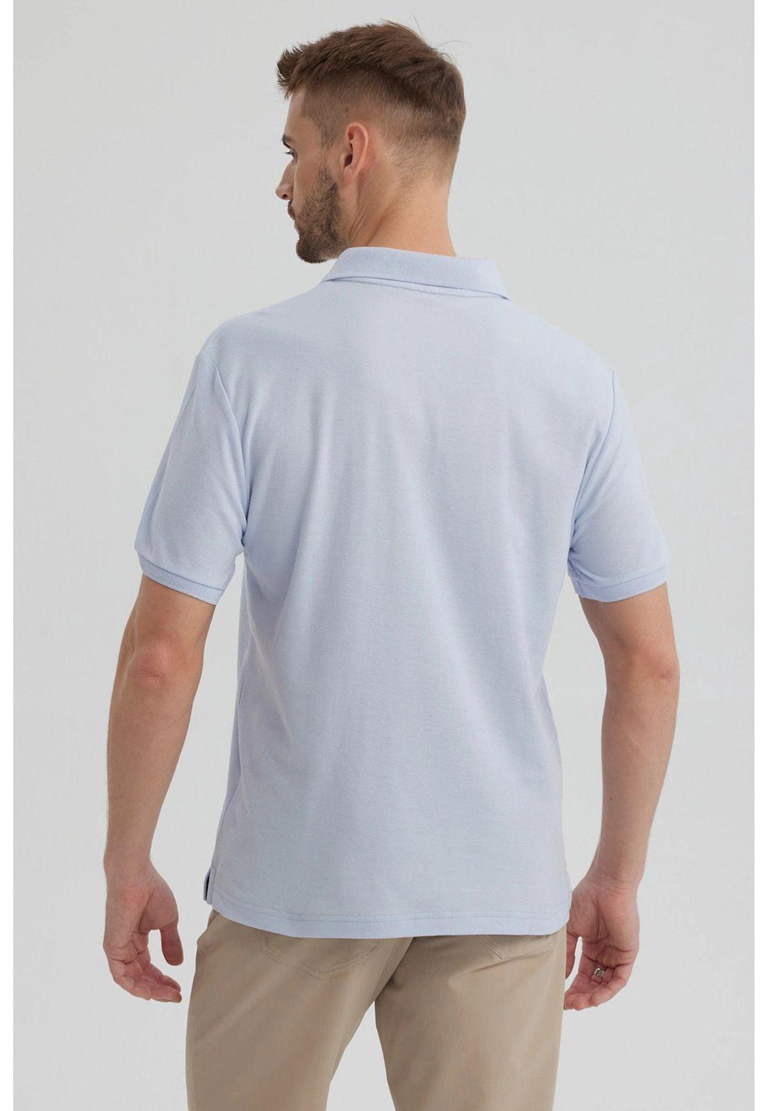Polera Hombre Pique Básica Lisa Celeste - V-2