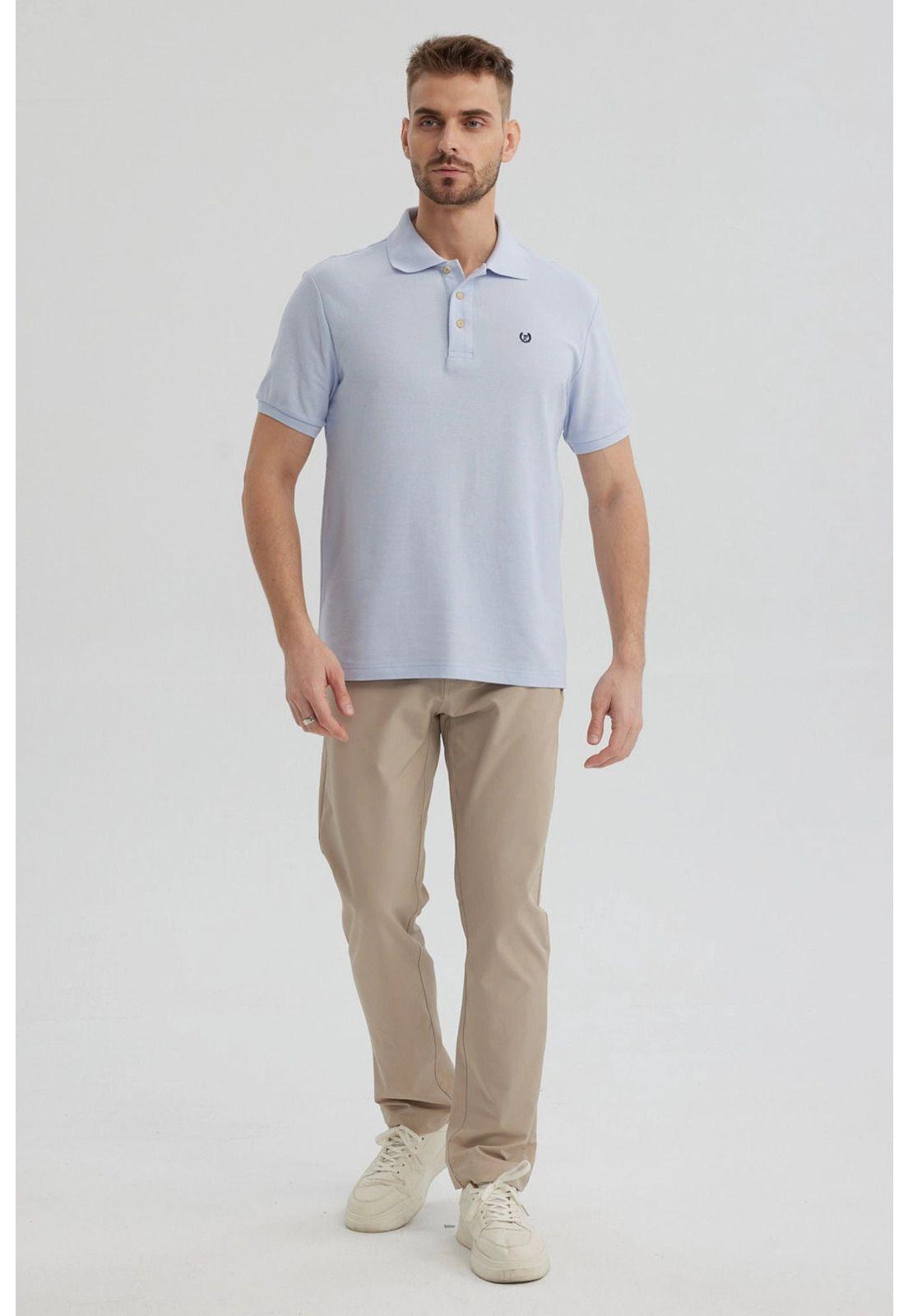 Polera Hombre Pique Básica Lisa Celeste - V-3