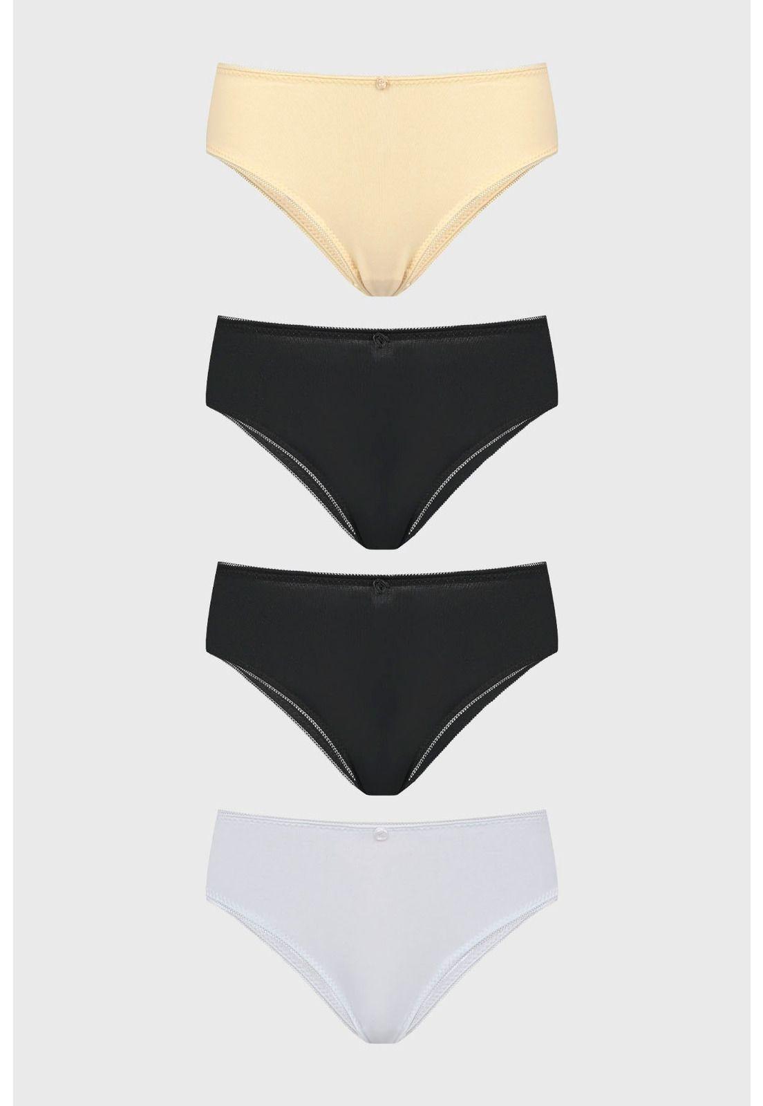 Calzón Mujer Pack4 Bikini Liso Beige-0