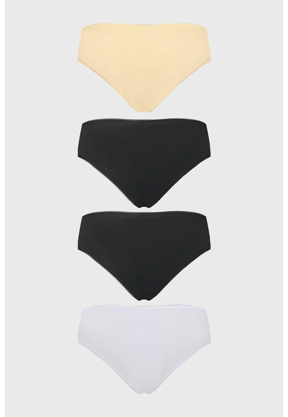 Calzón Mujer Pack4 Bikini Liso Beige-1
