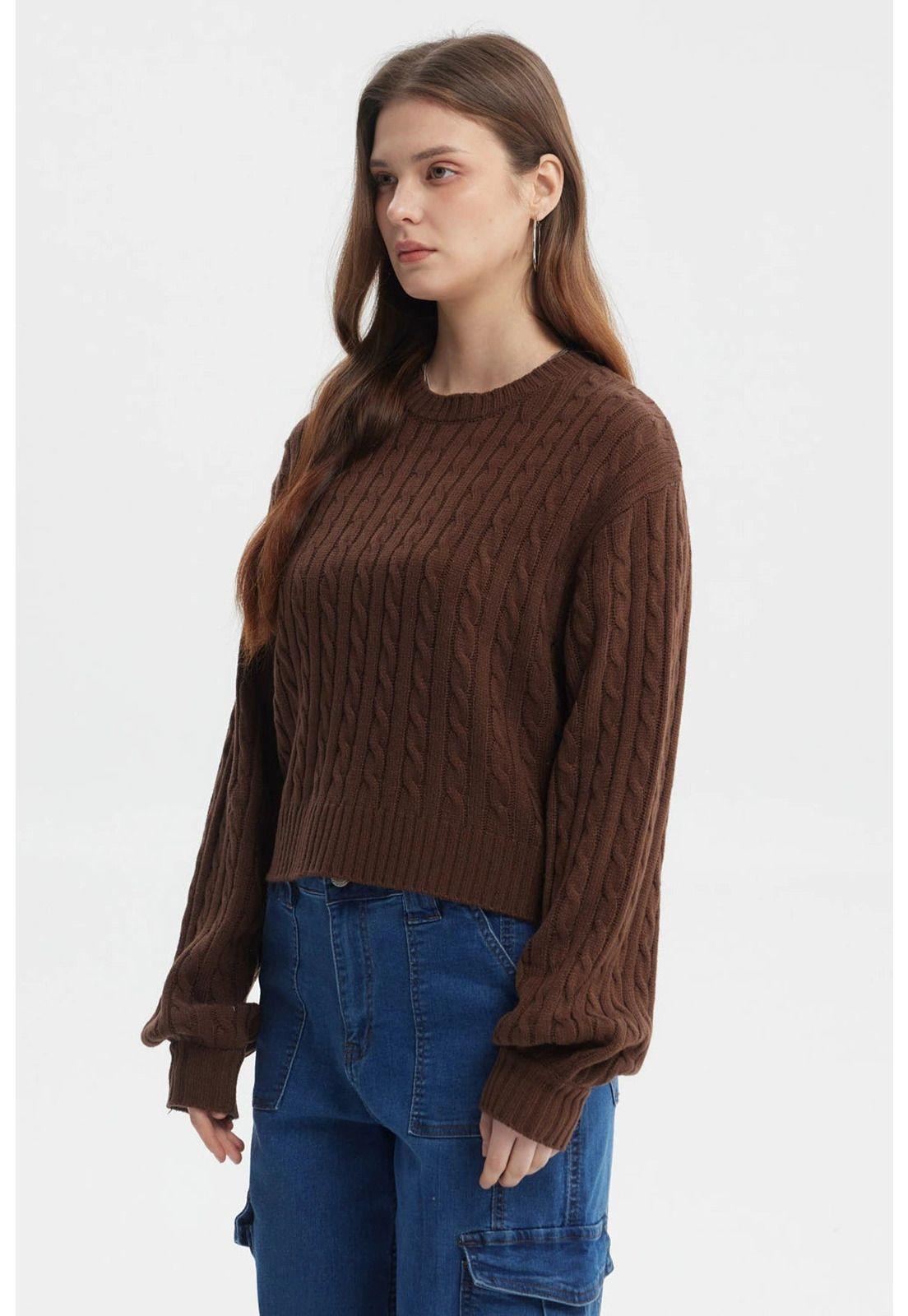 Sweater Mujer Tejido Juvenil Café Oscuro-1