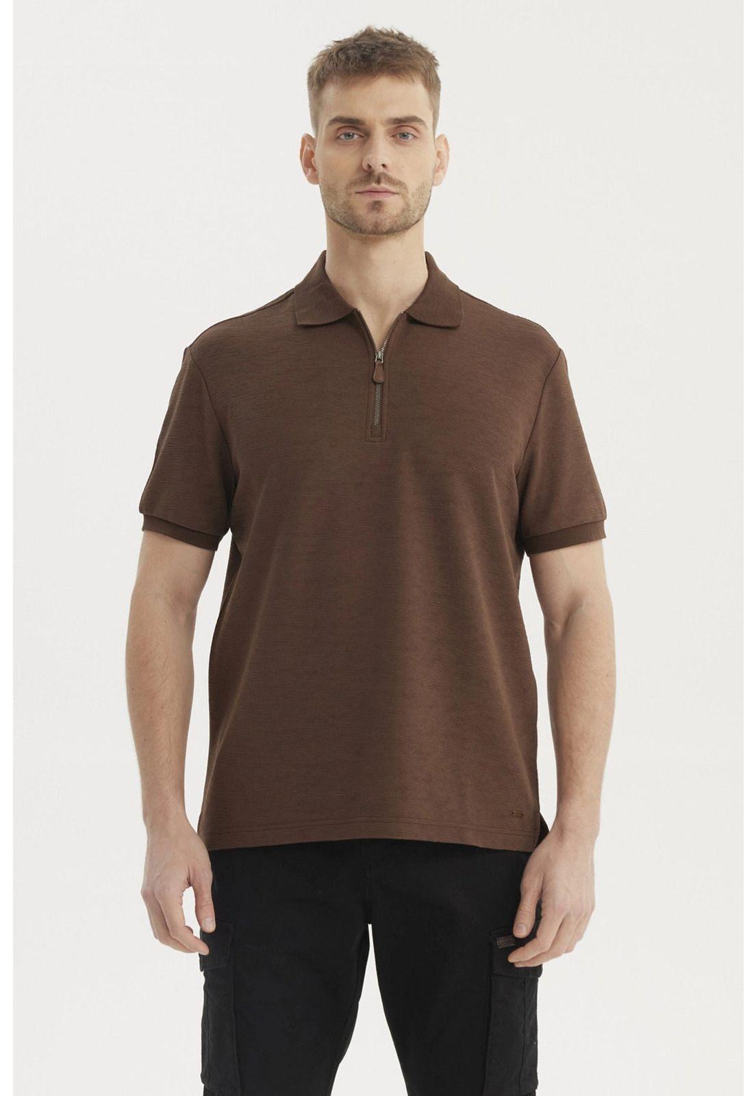 Polera Hombre Textura Vertical Chocolate-0