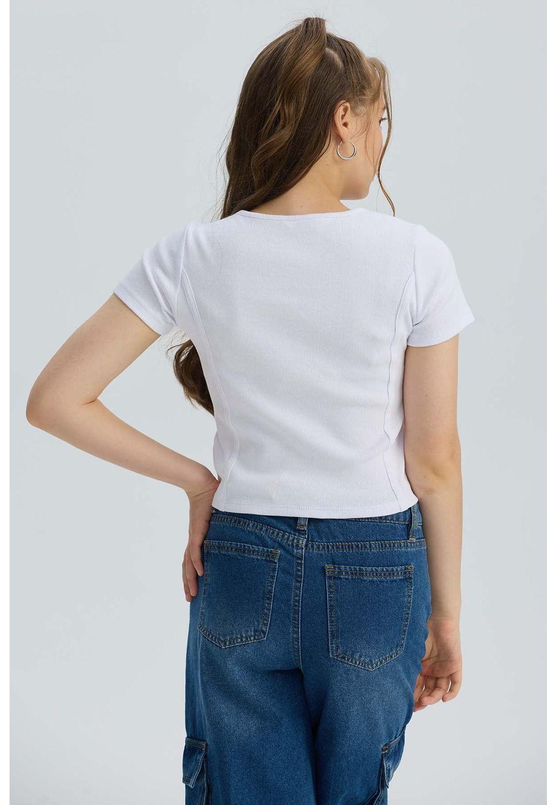 Polera Niña Con Bordado Blanco-2