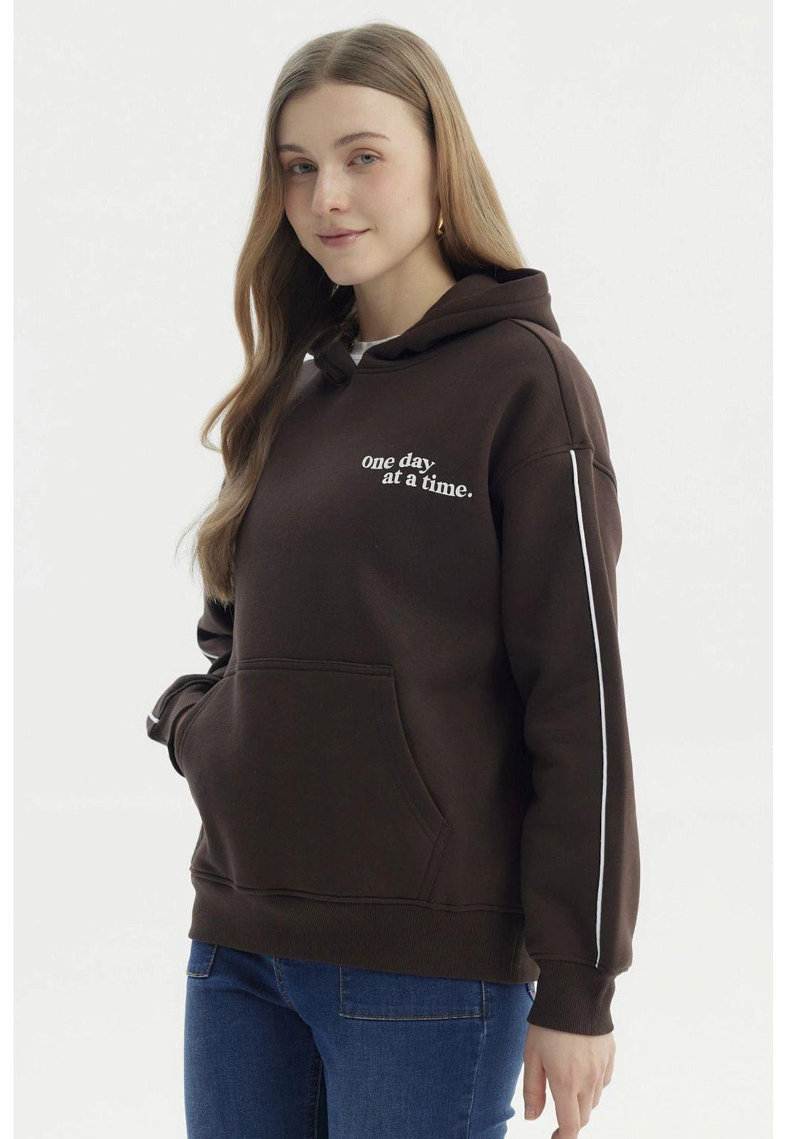 Polerón Mujer Canguro Print Chocolate - ll-1
