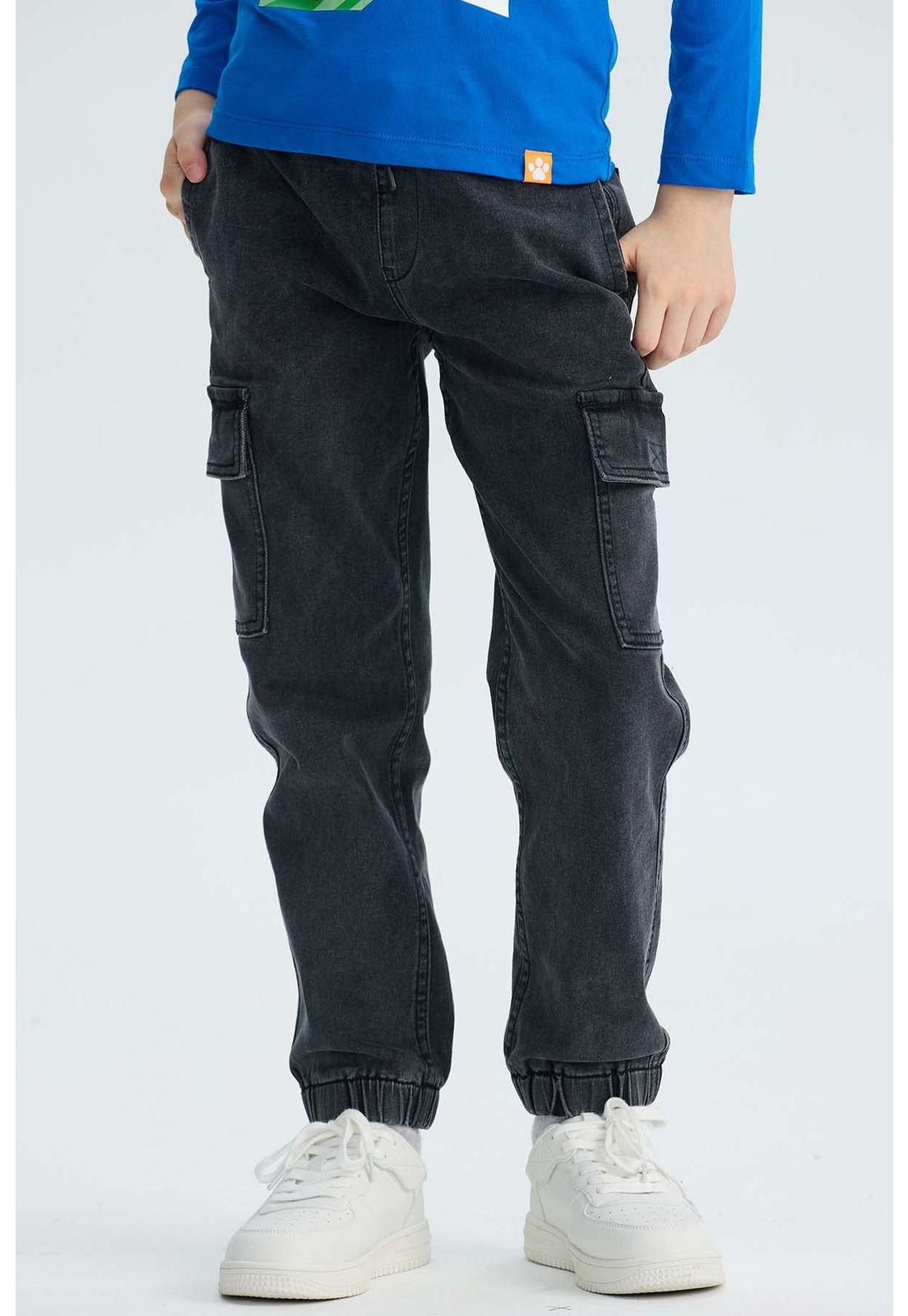 Jeans Niño Jogger Cargo Negro - ll-0