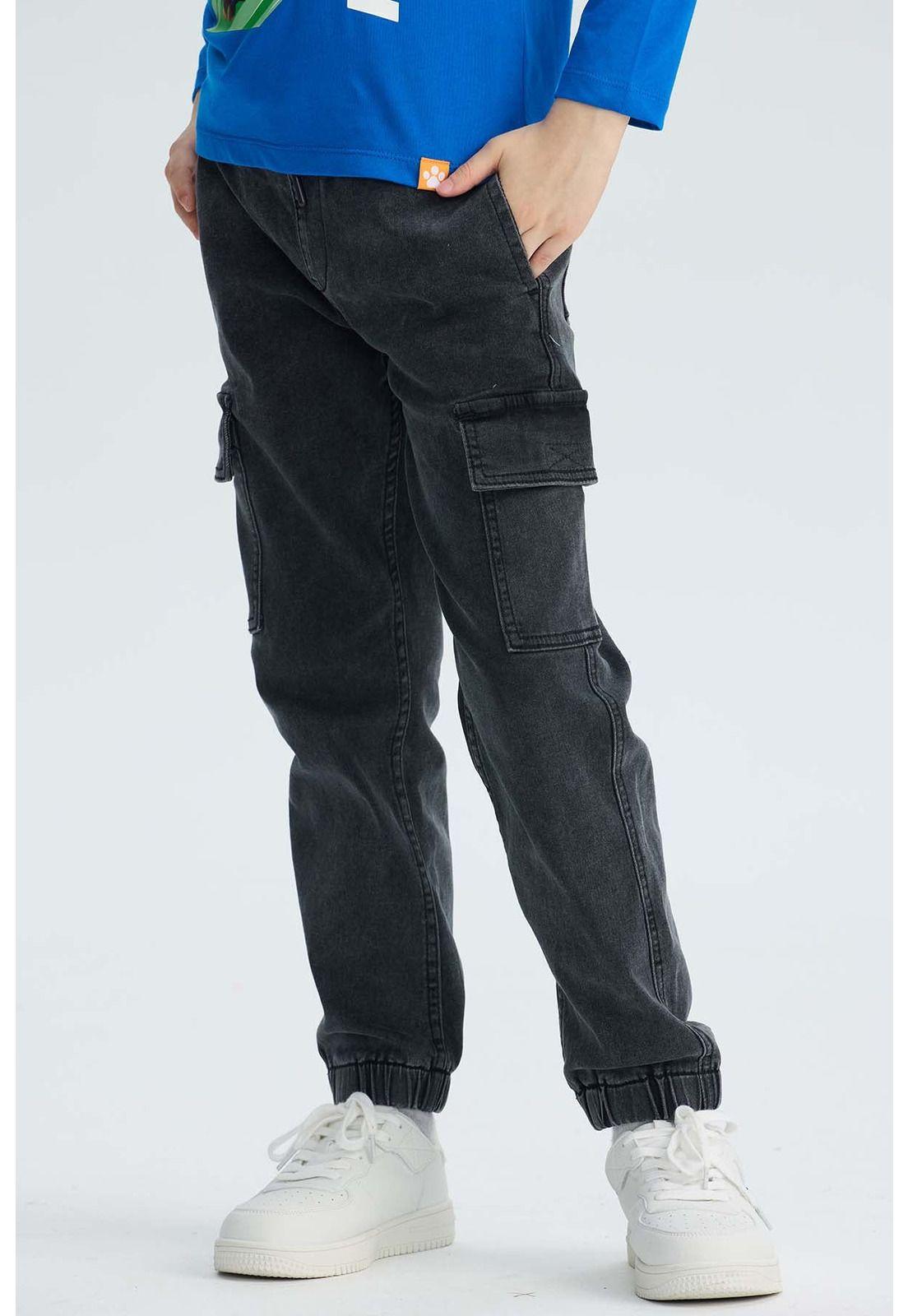Jeans Niño Jogger Cargo Negro - ll-1