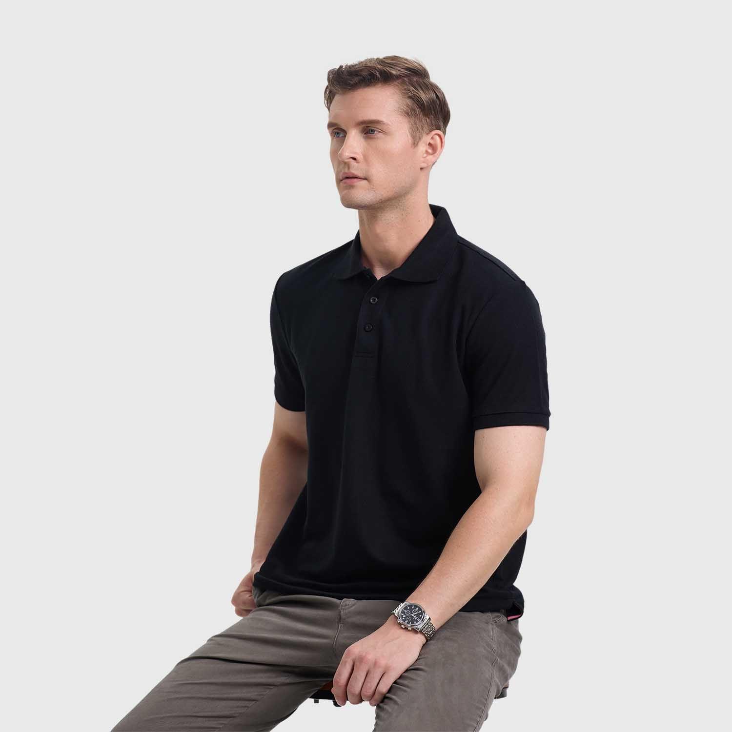 Polera Hombre Pique Lisa Básica Negro Fashion's Park-1
