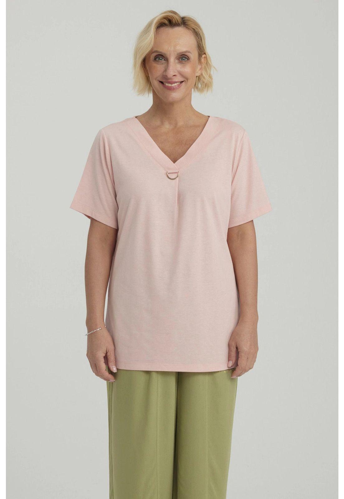 Polera Mujer Detalle Escote Palo Rosa-0