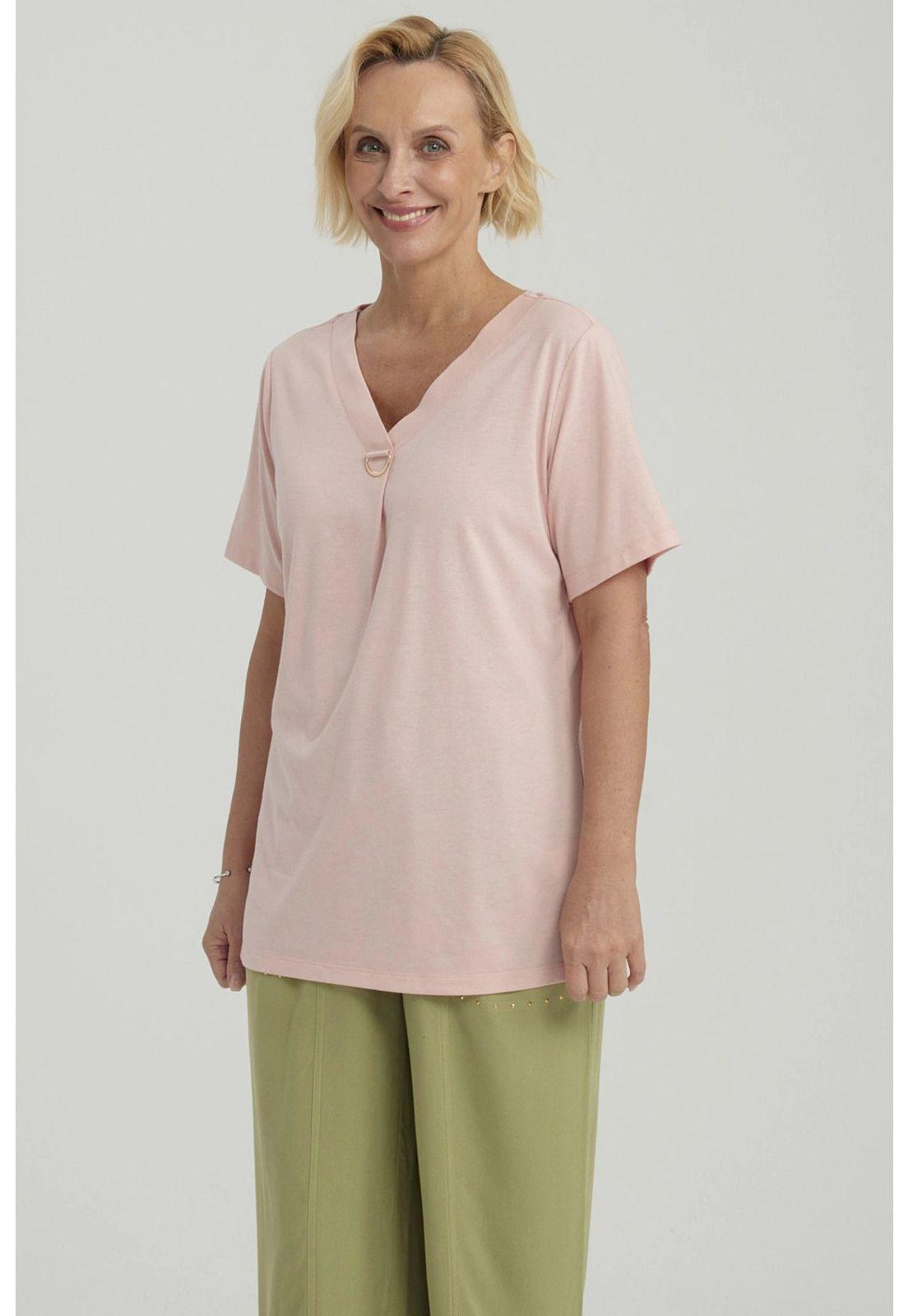 Polera Mujer Detalle Escote Palo Rosa-1