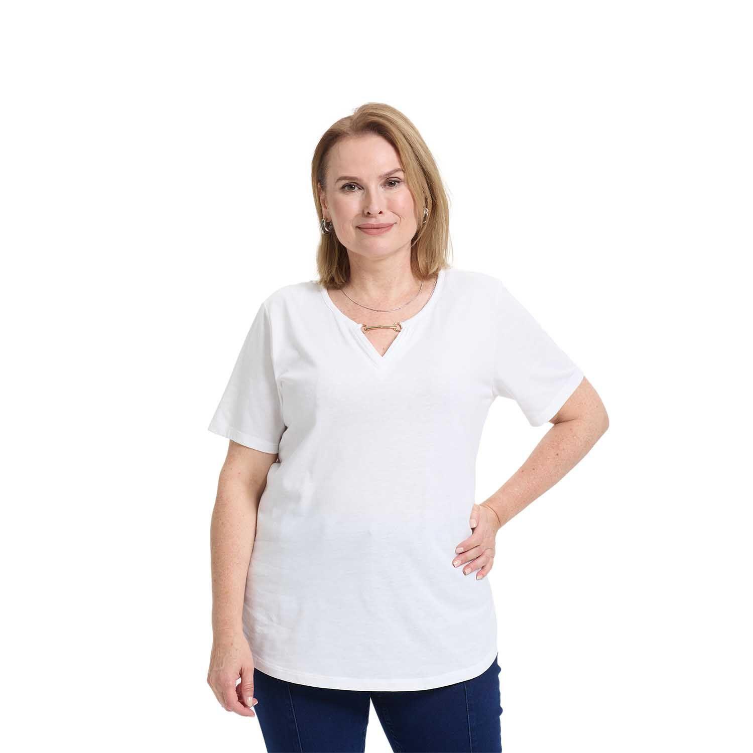 Polera Mujer Lisa Apertura Crudo Fashion's Park-0