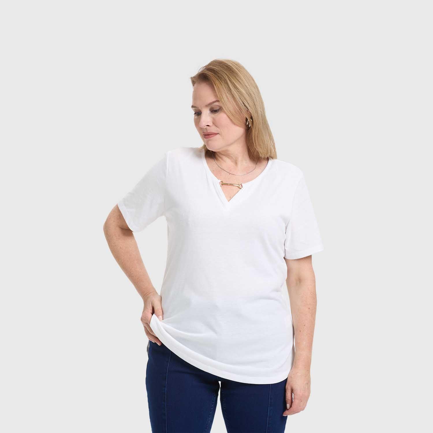Polera Mujer Lisa Apertura Crudo Fashion's Park-1