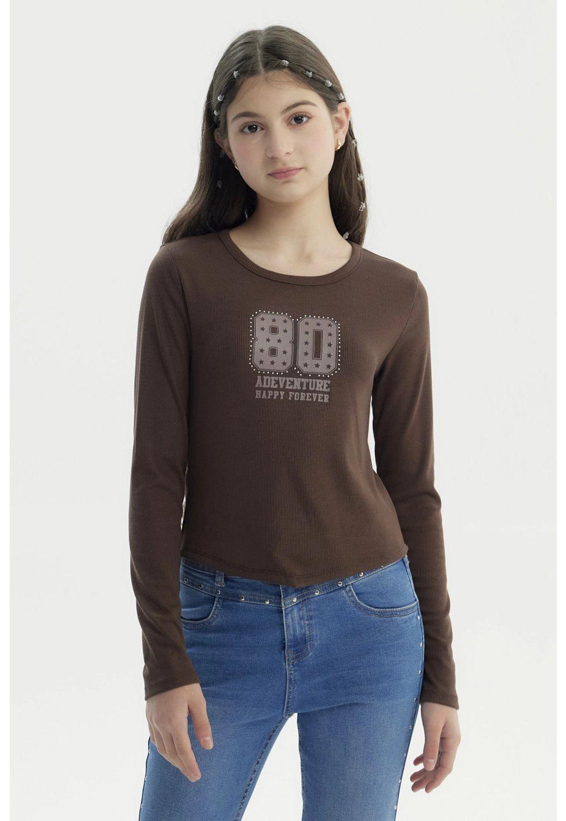 Polera Niña Slim Café - lV-0