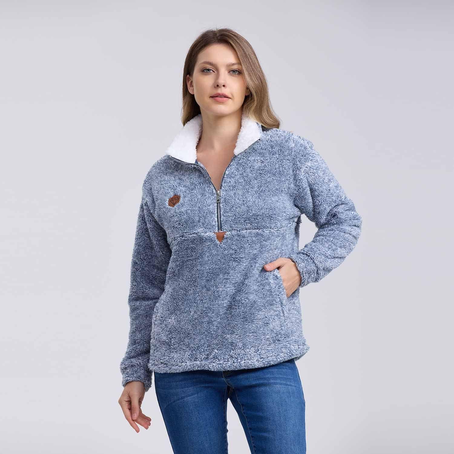 Polar Mujer Medio Zipper Celeste Melange-0
